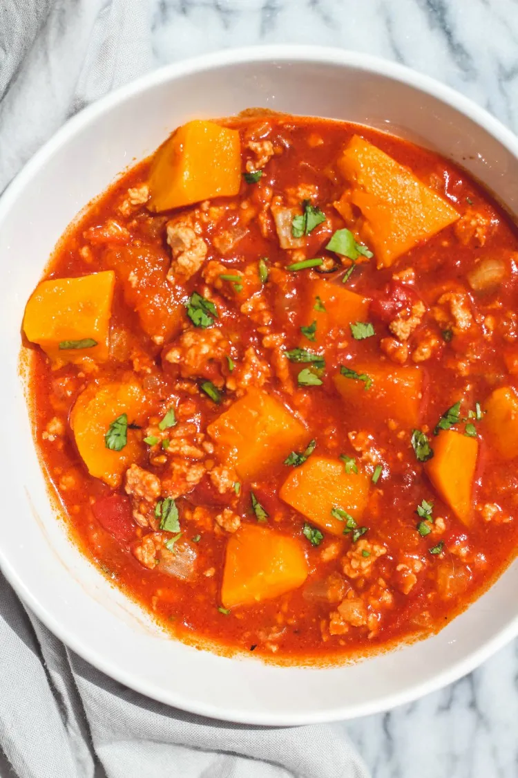 Butternut Squash Chili with Cauliflower Pearls