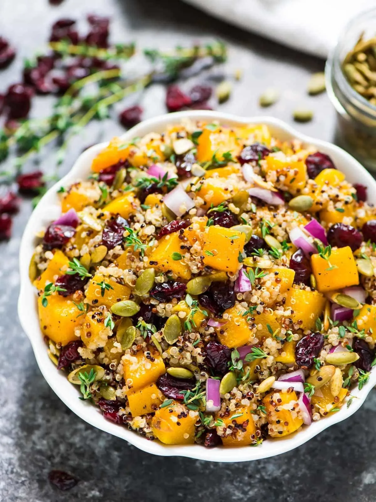 Butternut Squash Goat Cheese Cranberry Quinoa Salad