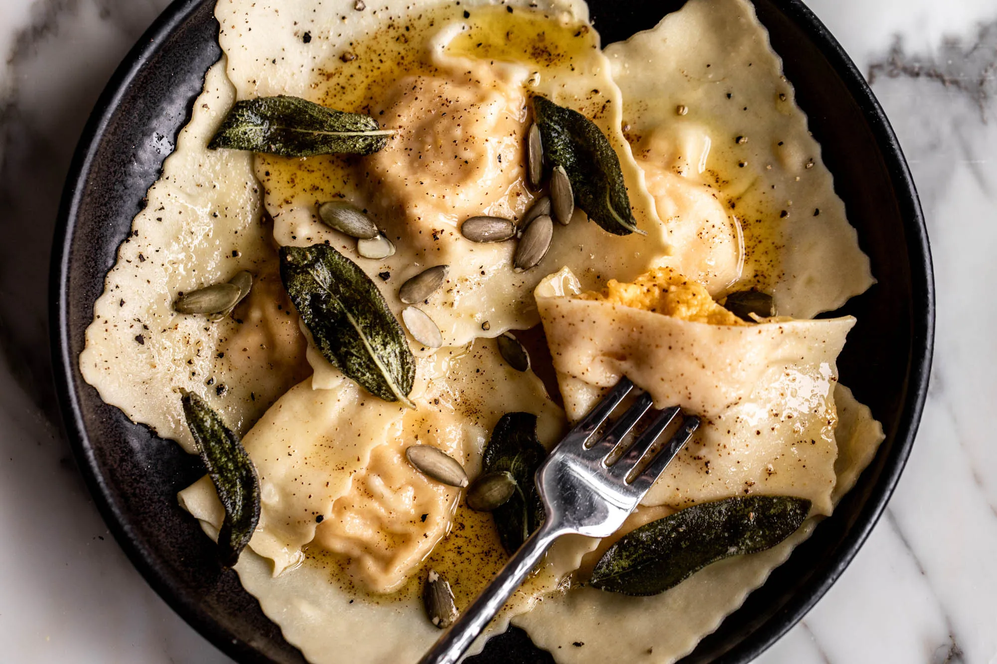 Butternut Squash and Mascarpone Ravioli with Hazelnut Brown Butter