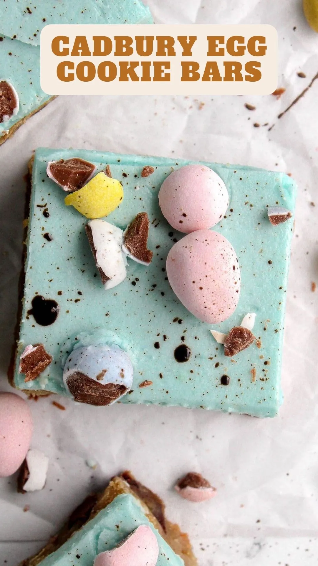Cadbury Egg Cookie Cake Bars