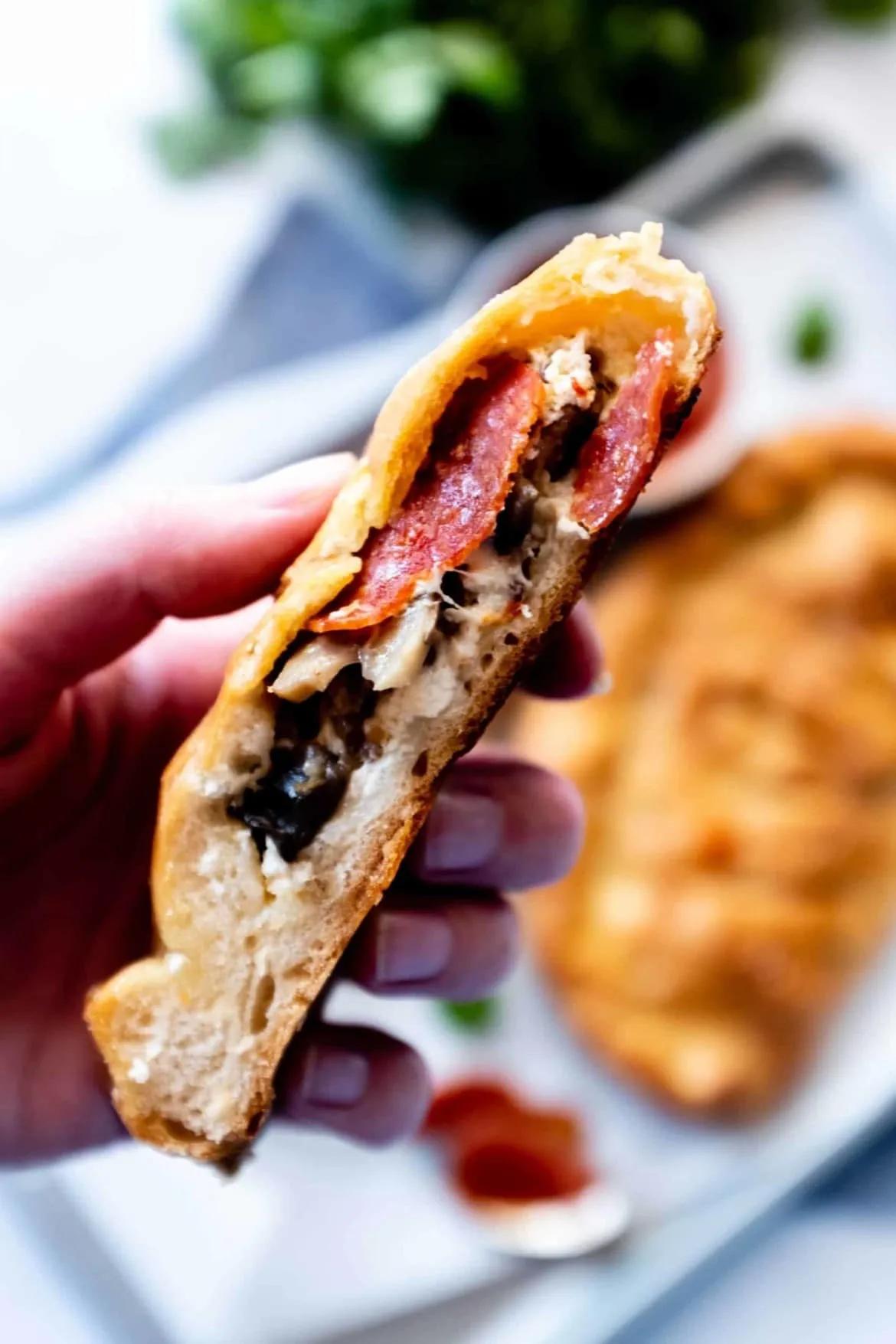 Calzones with Sausage, Mushrooms, and Olives