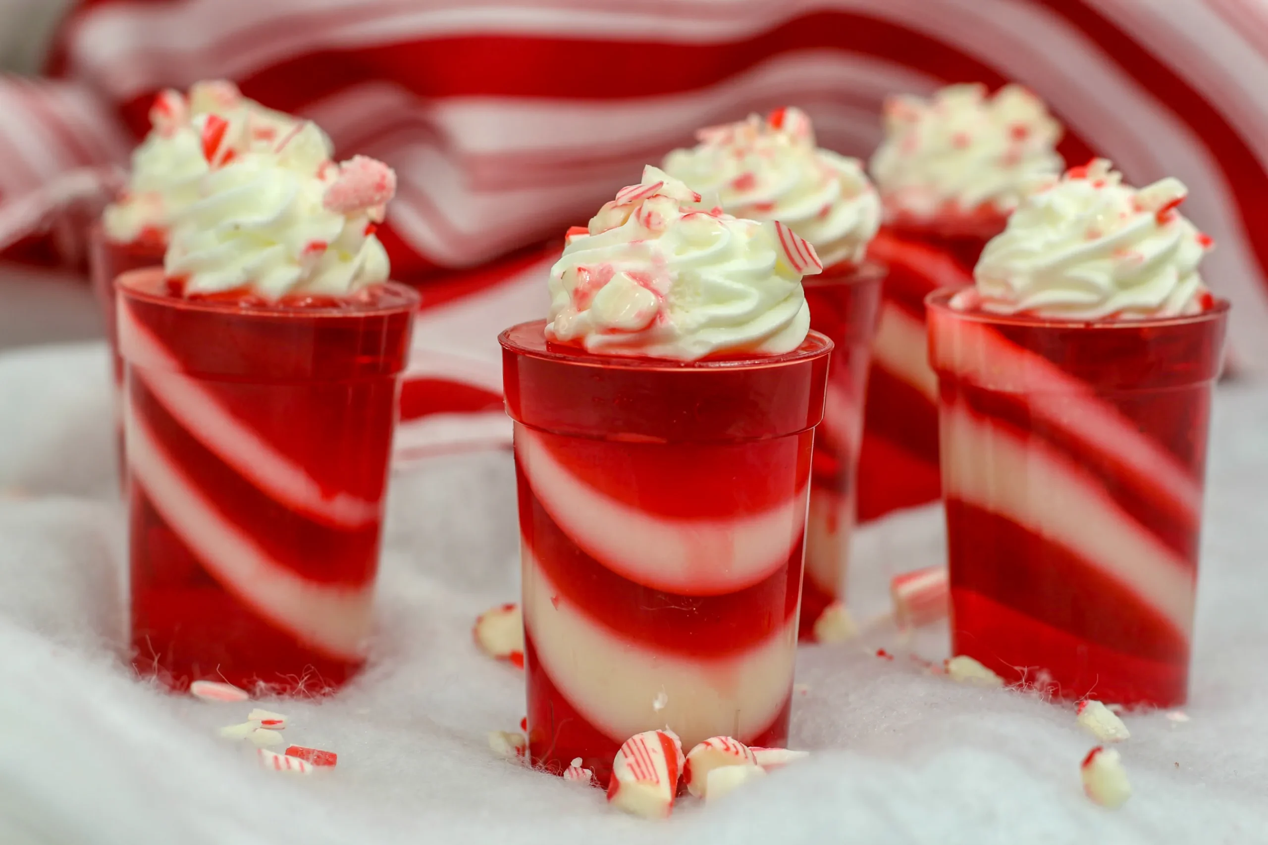 Candy Cane Jell-O Shots