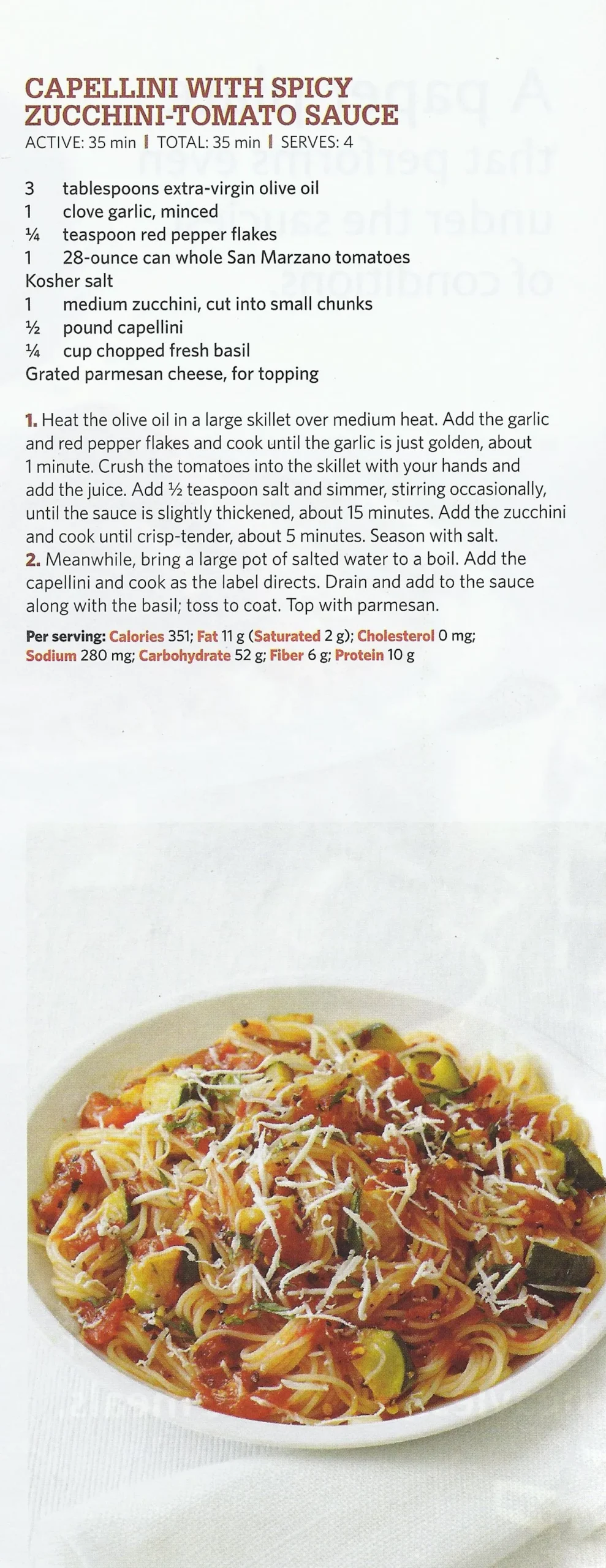 Cappellini with Spicy Zucchini Tomato Sauce