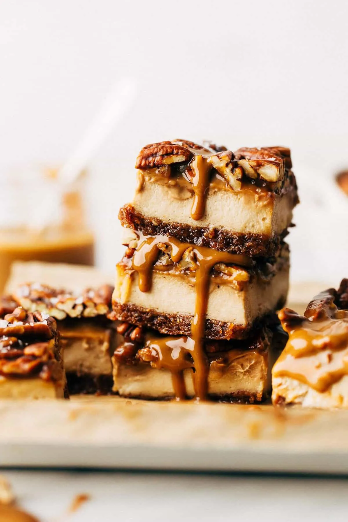 Caramel Pecan Cheesecake Bars