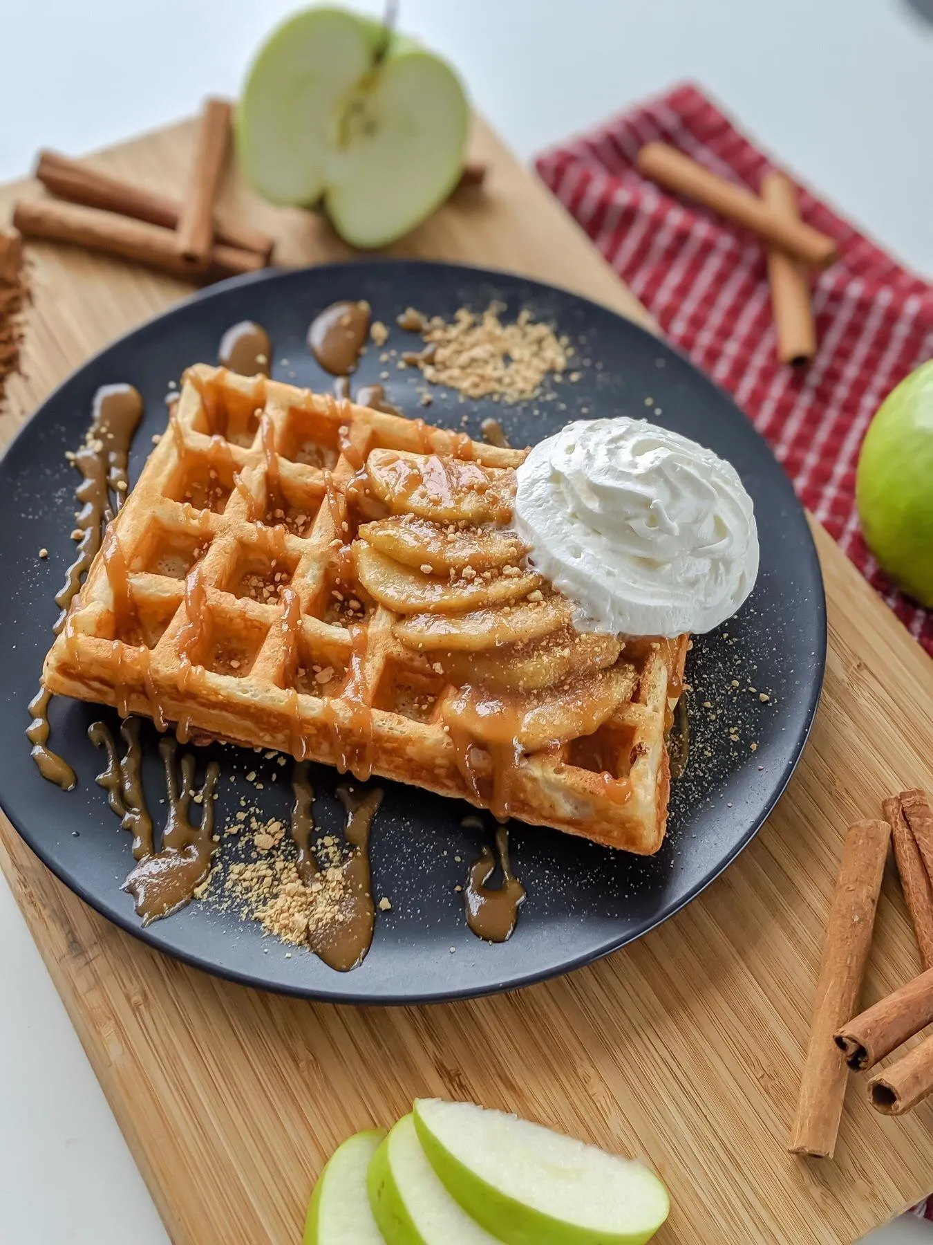 Caramelized Cinnamon Apple Waffles