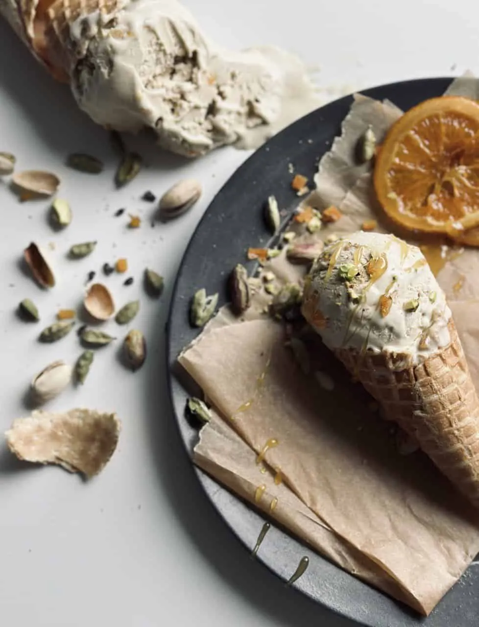 Cardamom Ice Cream Spiced Candied Pistachios