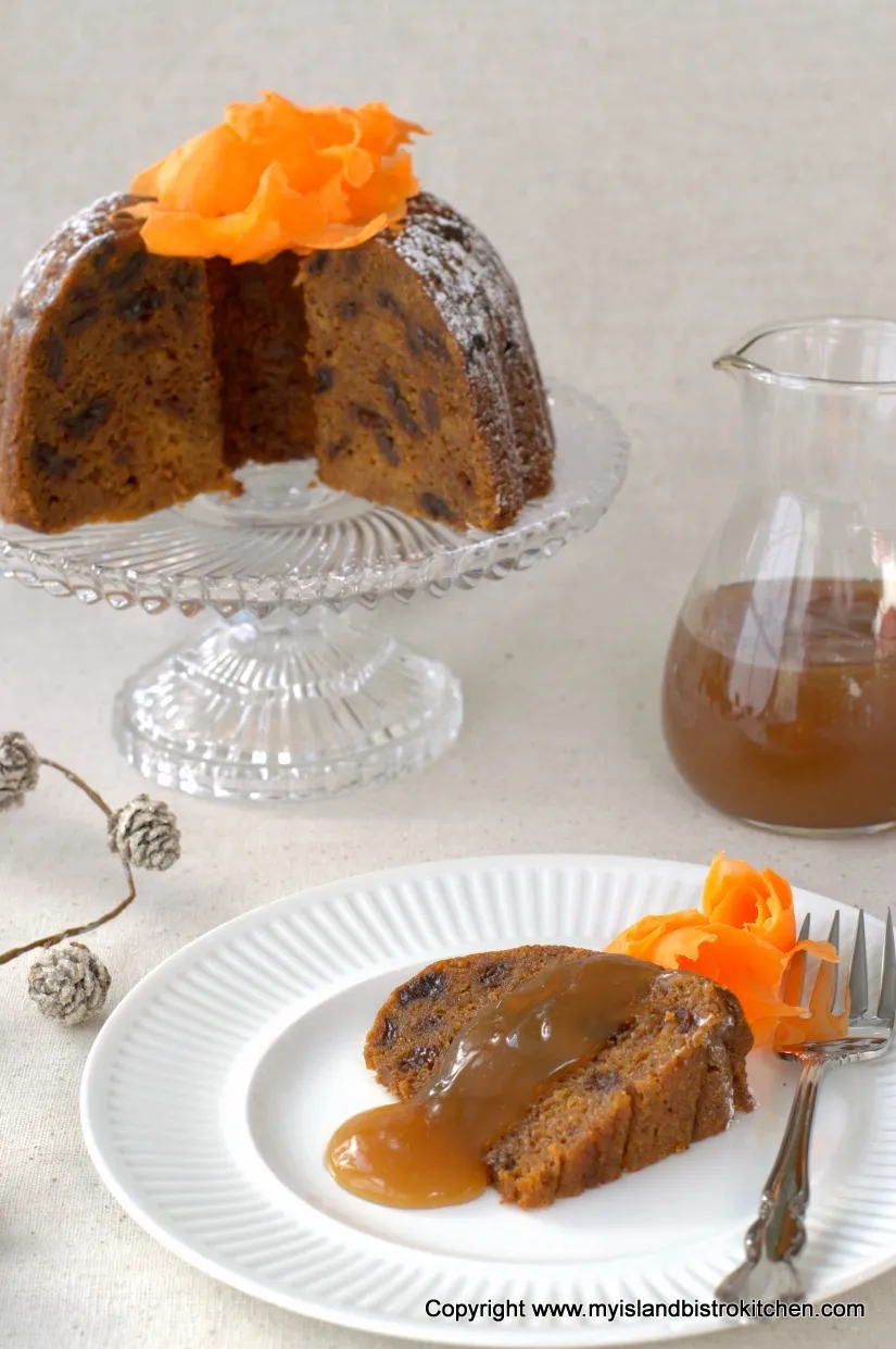 Carrot Pudding with Brown Sugar Sauce