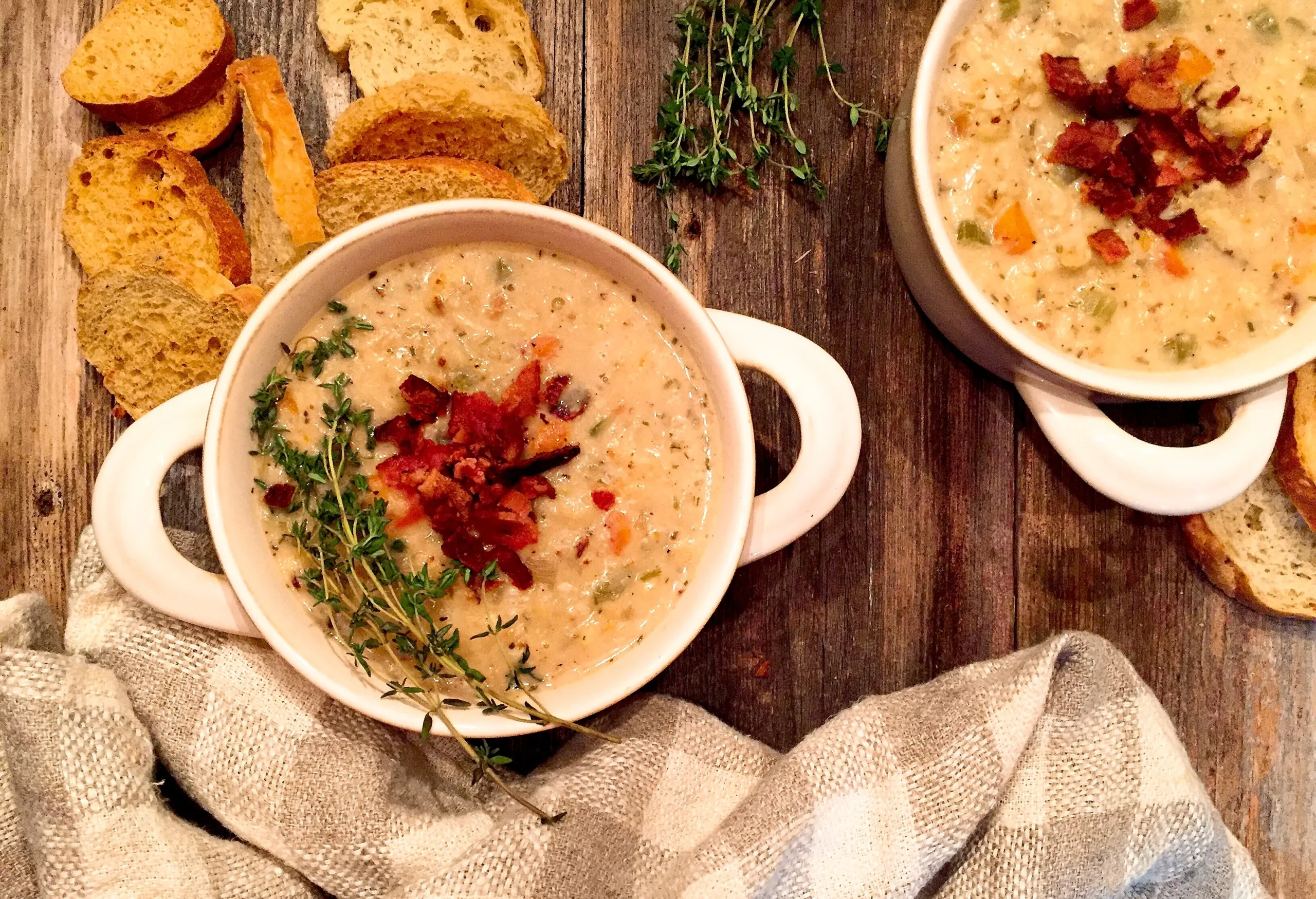 Cauliflower Soup with Hazelnuts and Bacon