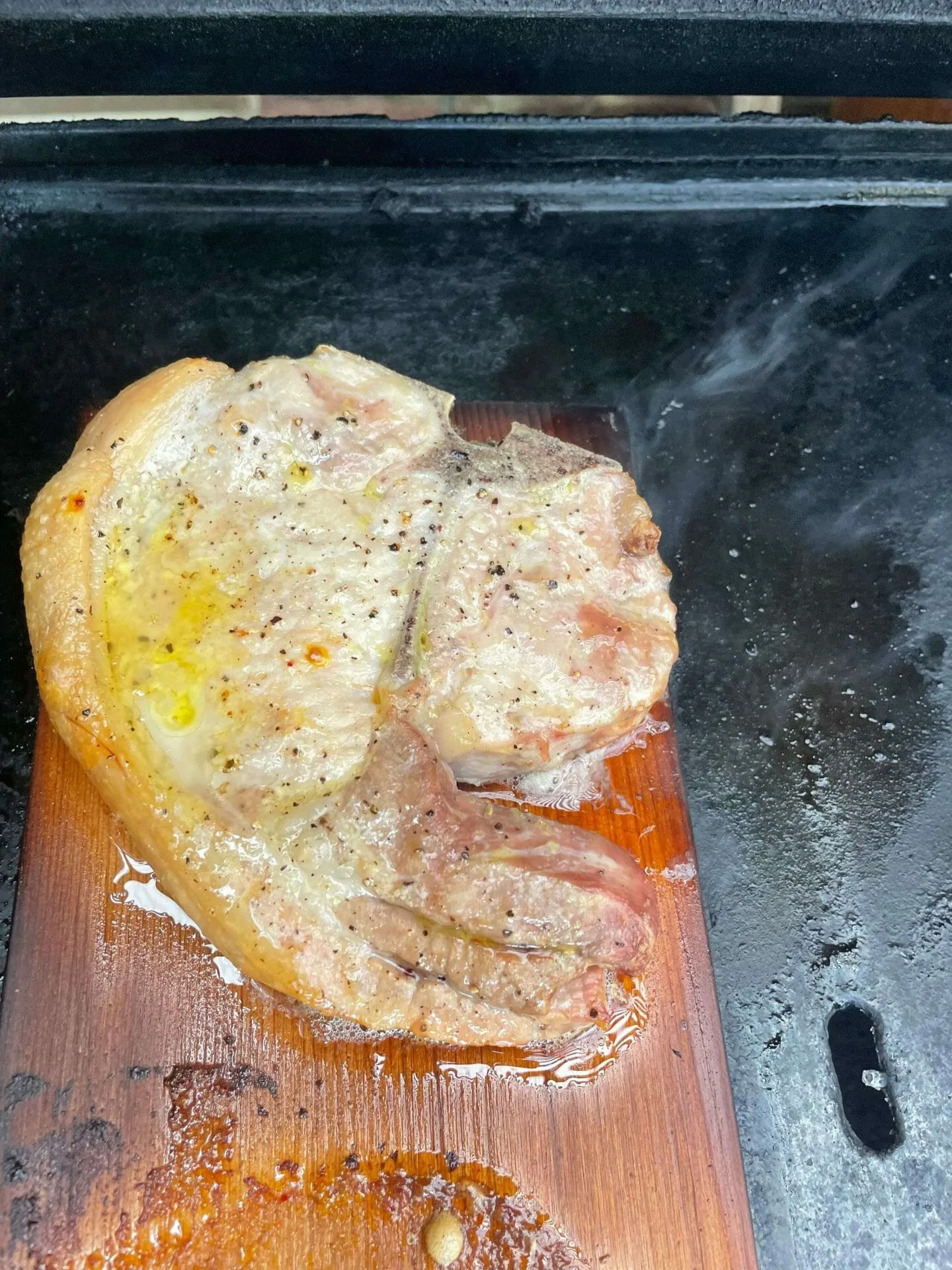 Cedar Plank Pork Chops