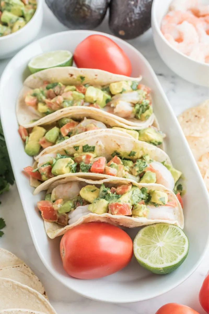 Ceviche Style Shrimp and Avocado Tacos