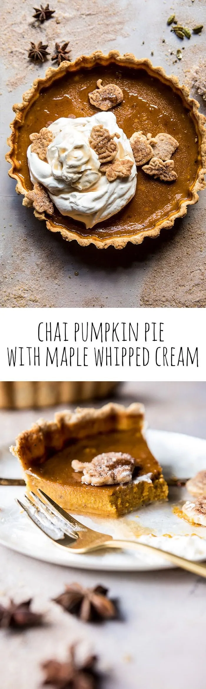 Chai Pumpkin Pie with Maple Whipped Cream