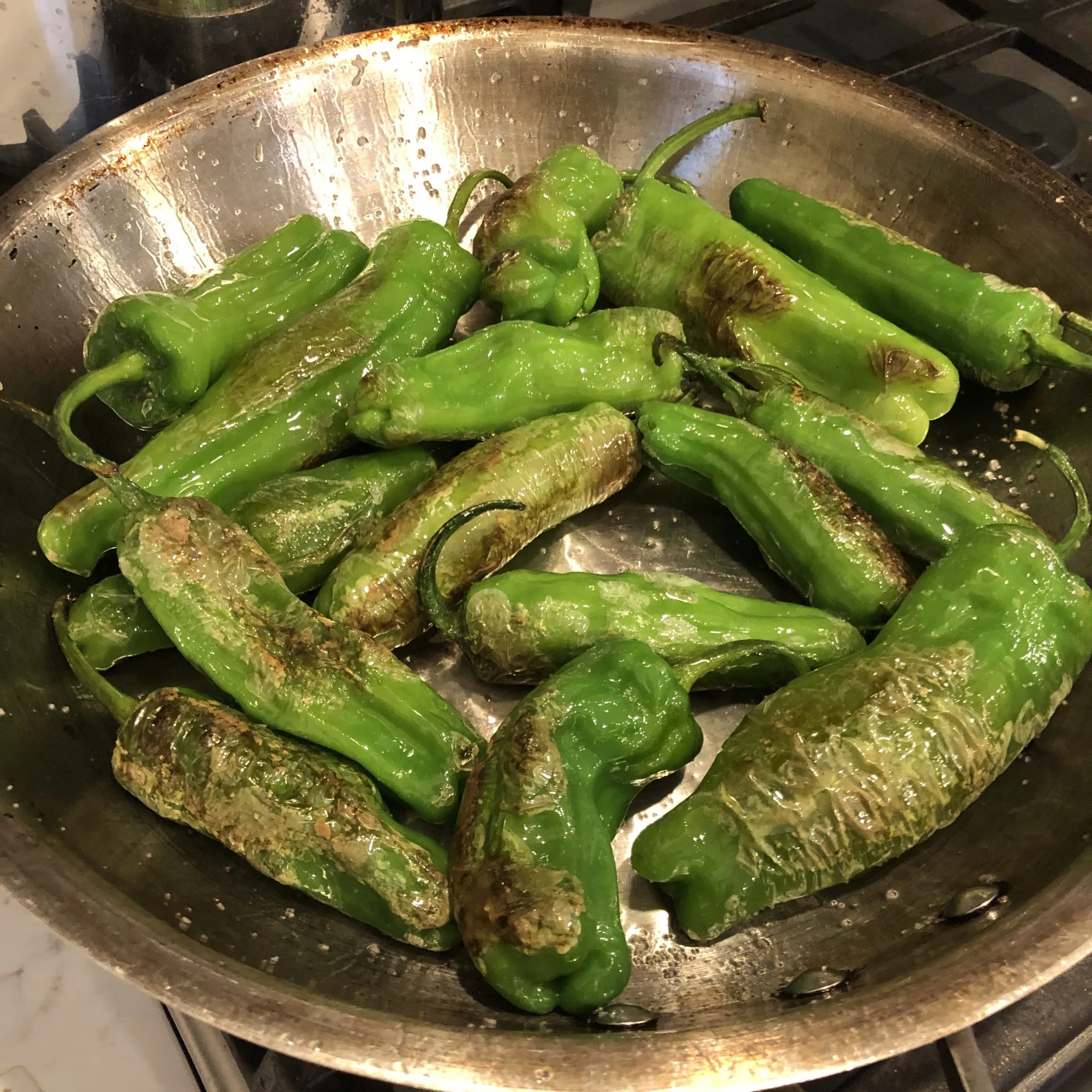 Charred Shishito Peppers and Radishes