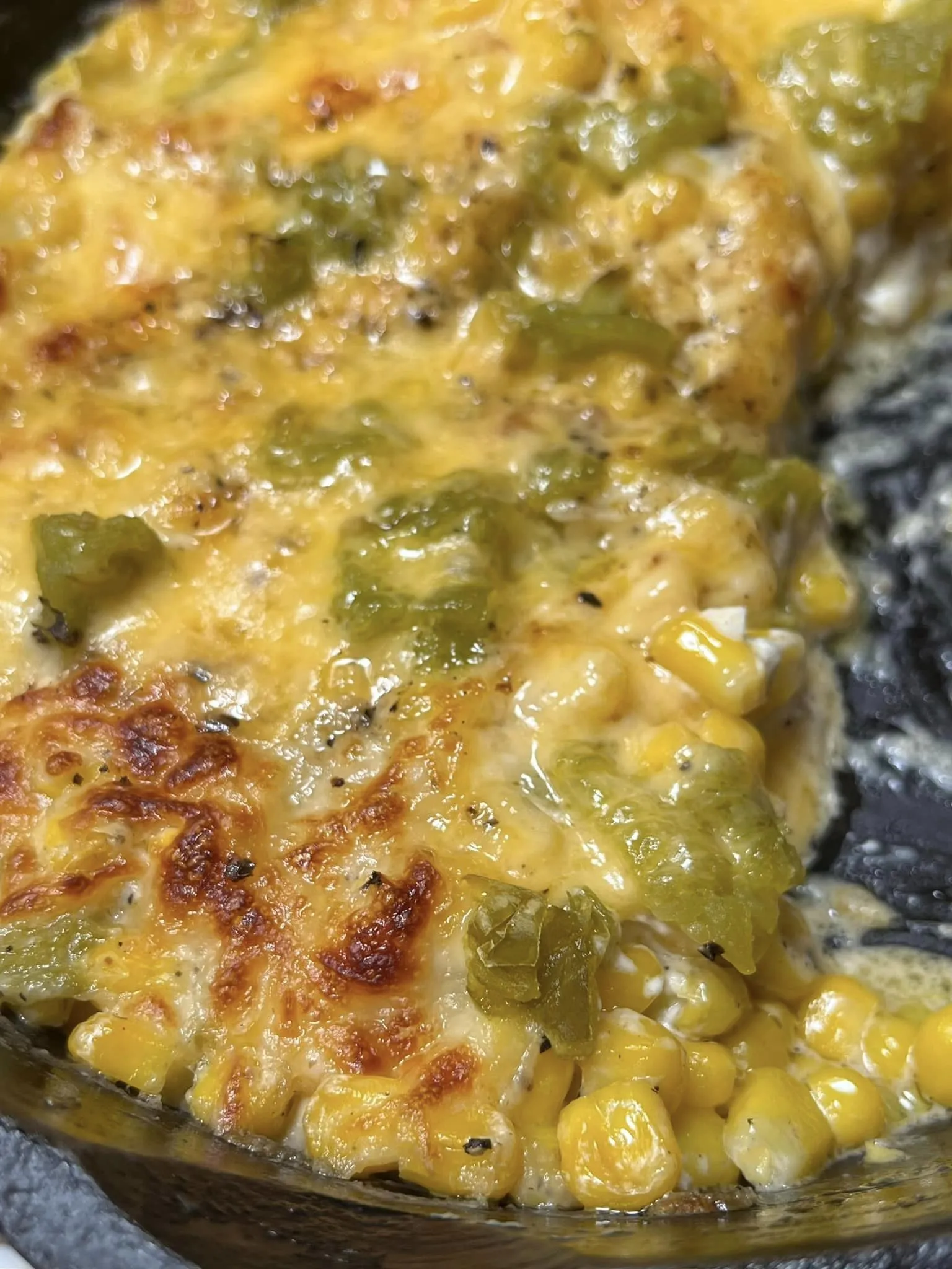 Cheesy Corn Casserole with Green Chiles