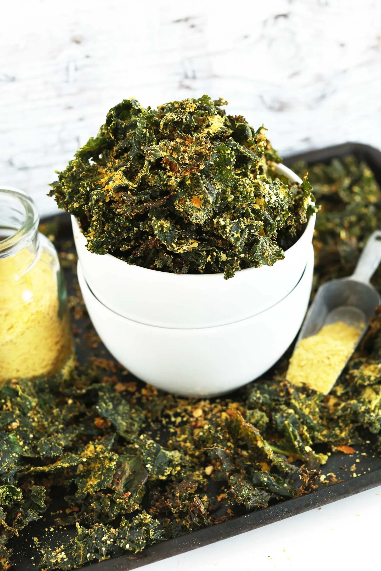 Cheesy Oven Roasted Kale Chips