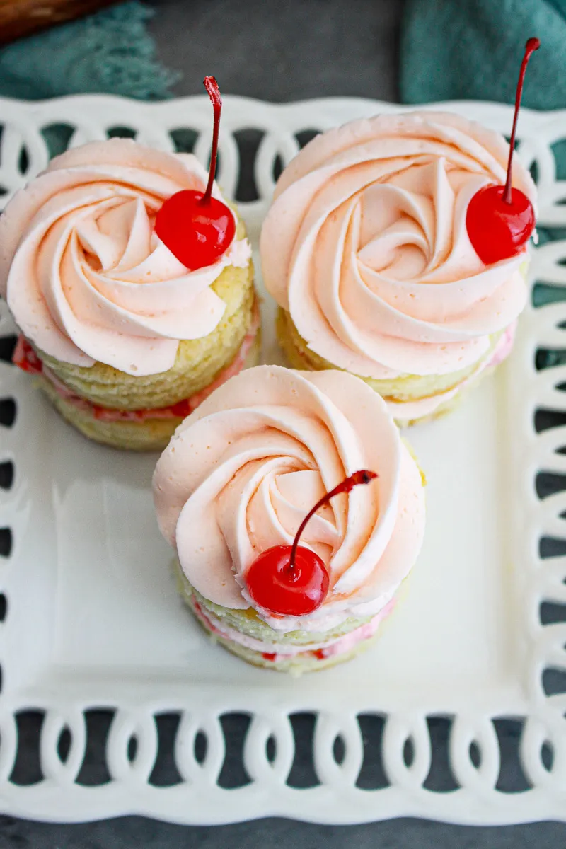 Cherry Almond Mini Layer Cakes