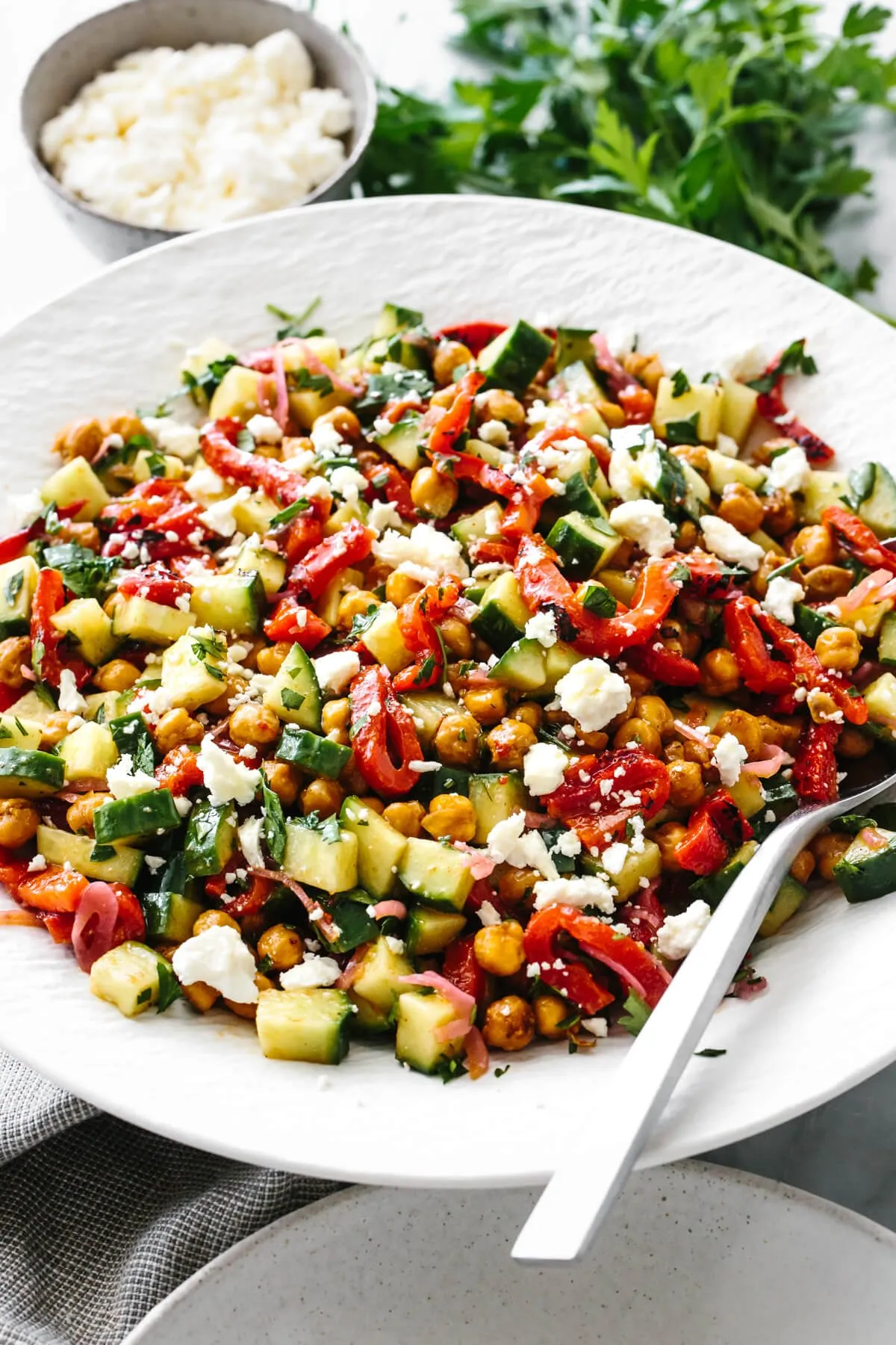 Chick Pea Roasted Pepper and Caper Salad