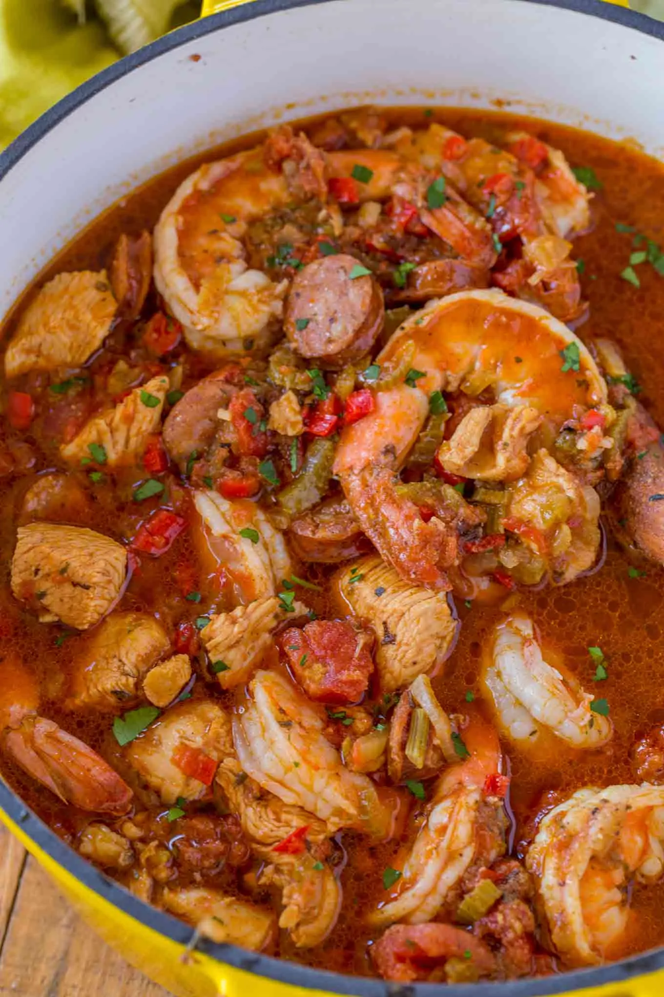 Chicken Andouille and Shrimp Jambalaya