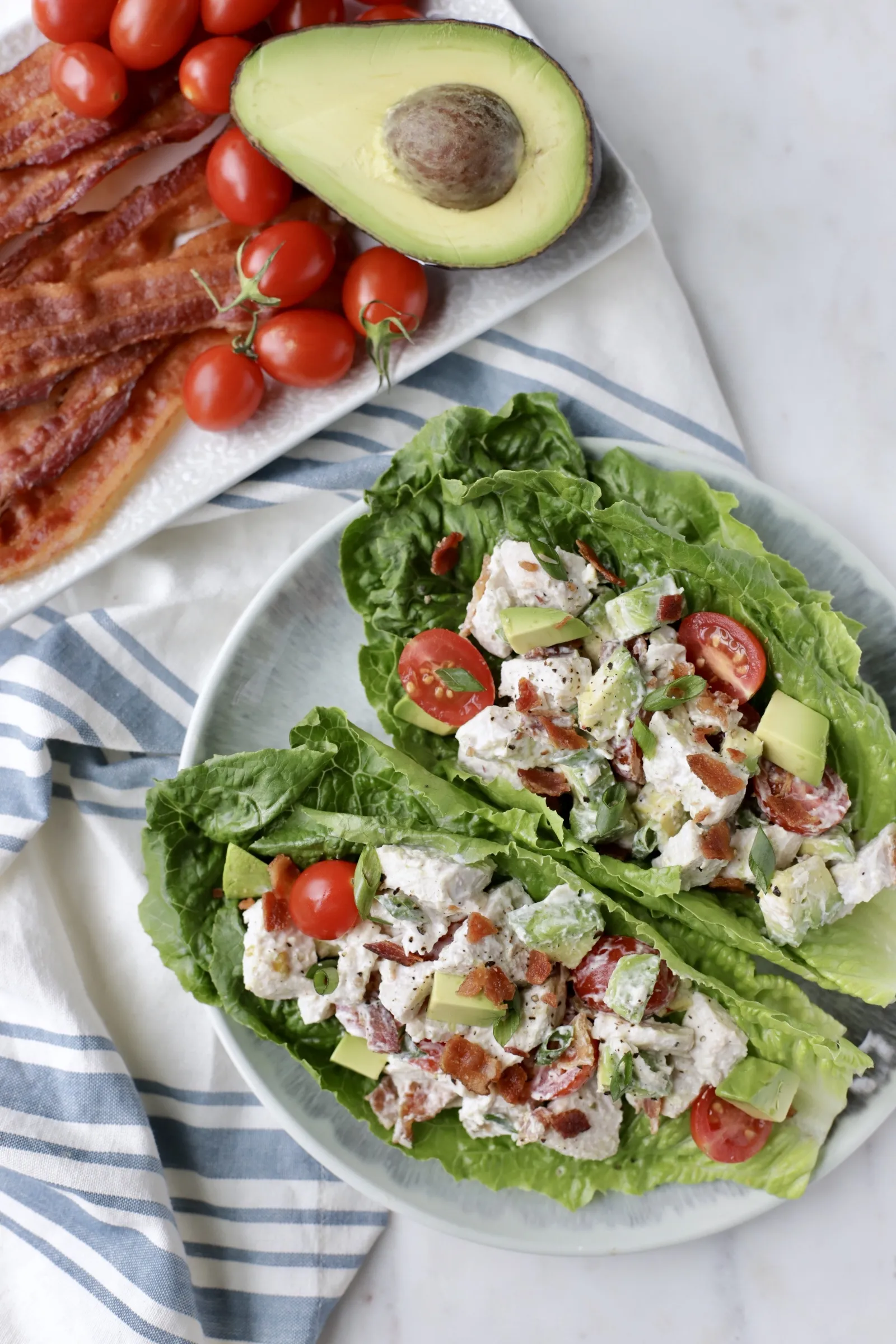 Chicken BLT Salad with Creamy Avocado Horned Melon Dressing