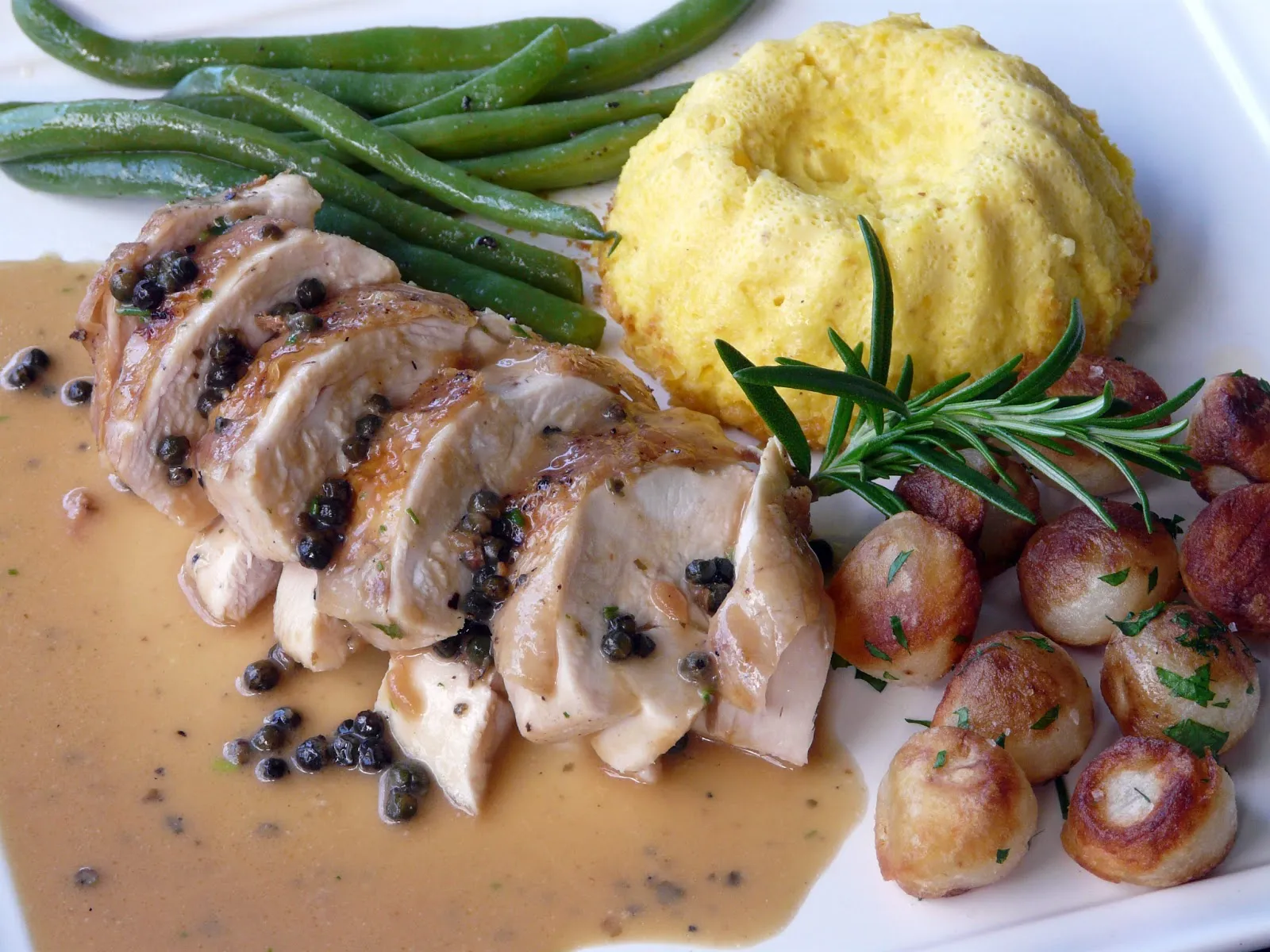 Chicken Breast with Creamy Green Peppercorn Sauce