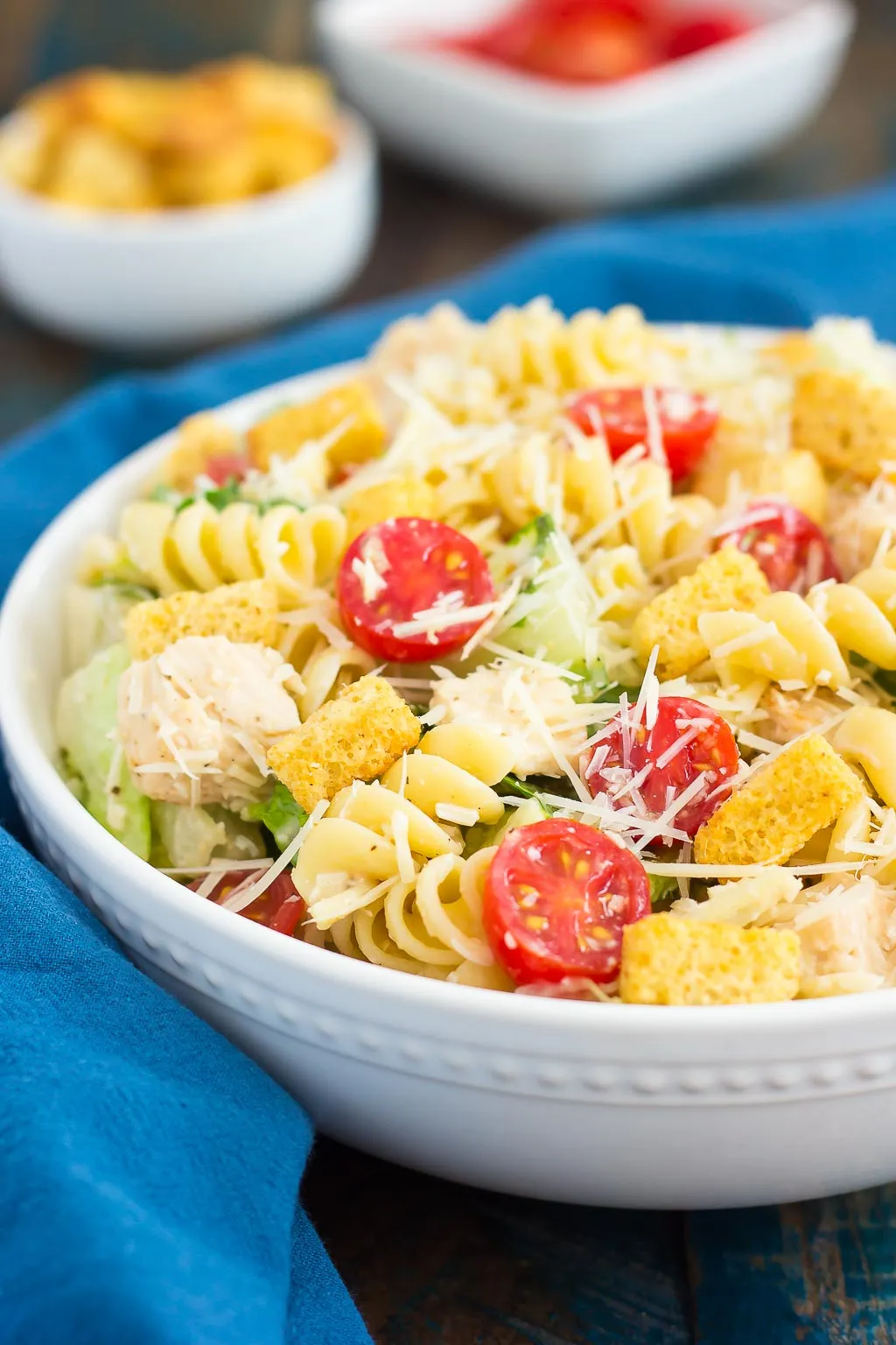 Chicken Caesar Pasta Salad Lightened Up