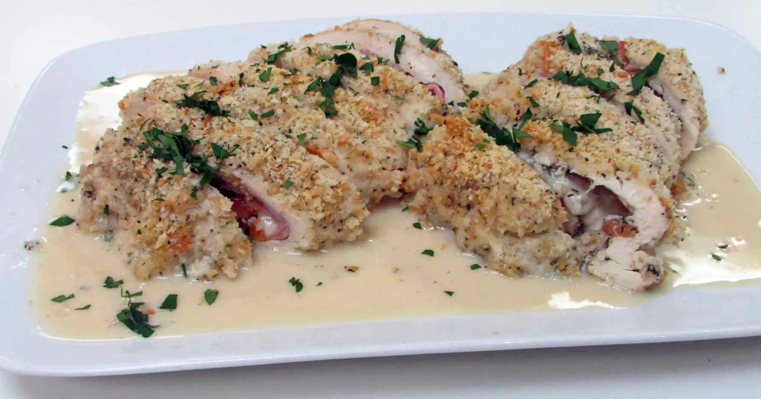 Chicken Cordon Bleu with White Wine Sauce