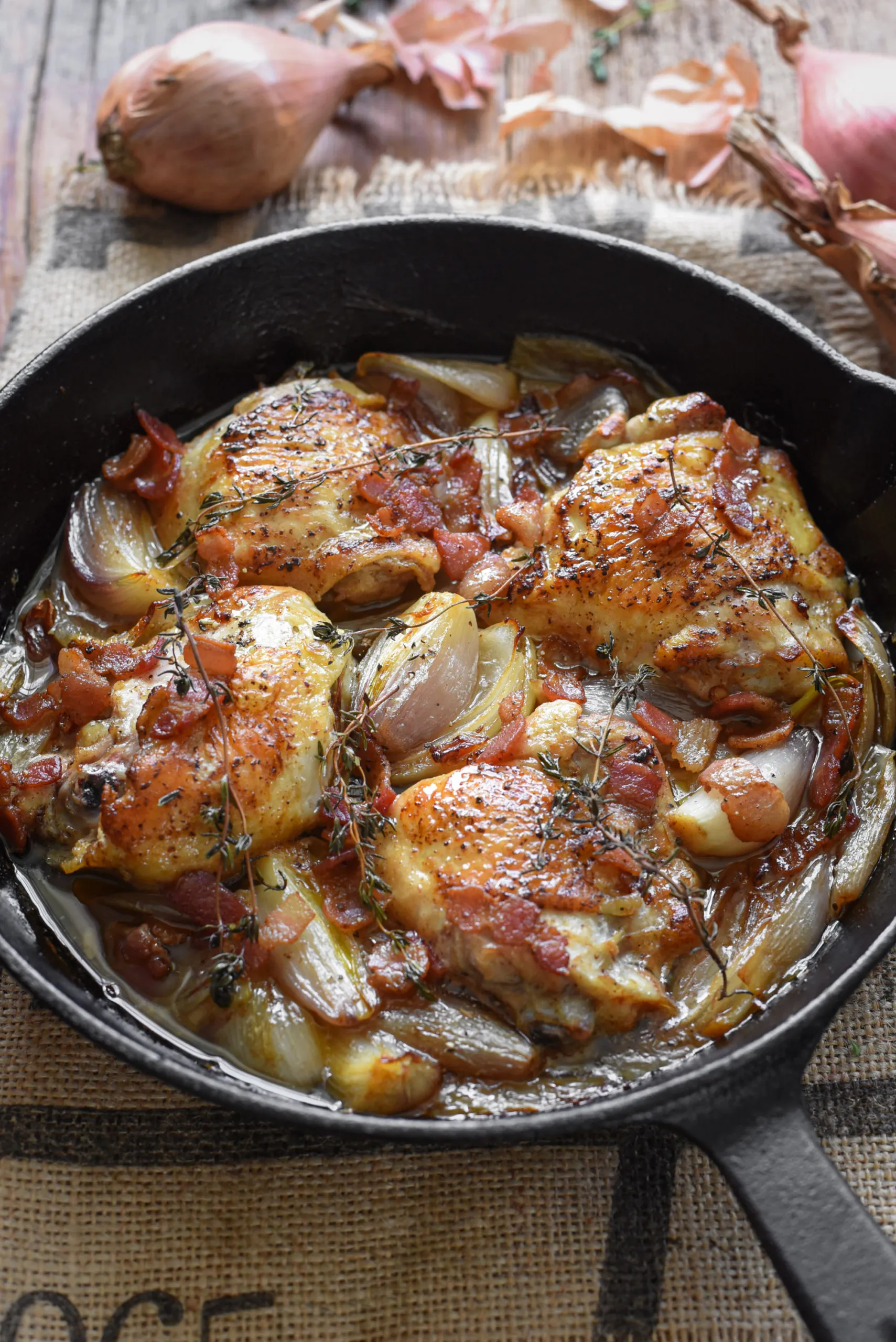 Chicken Fricassee with Shallots and Bacon