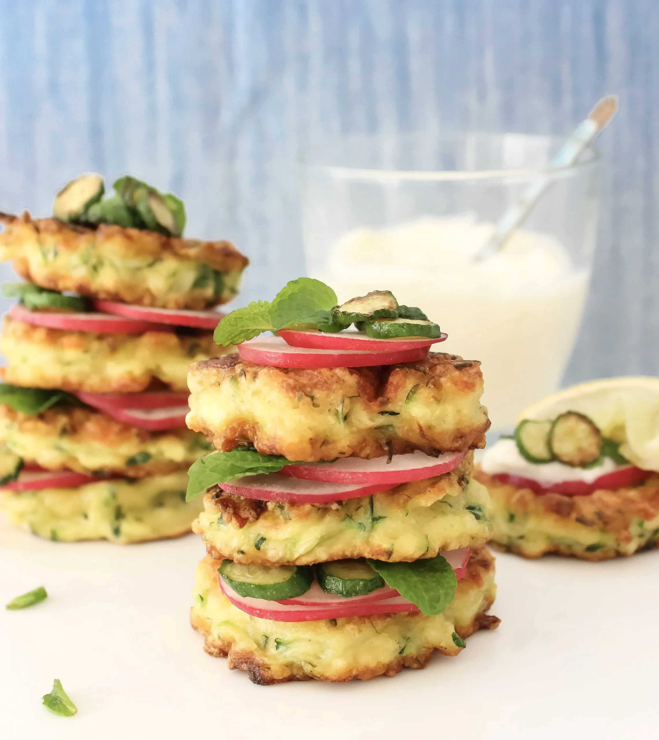 Chicken Fritters with Haloumi and Zucchini