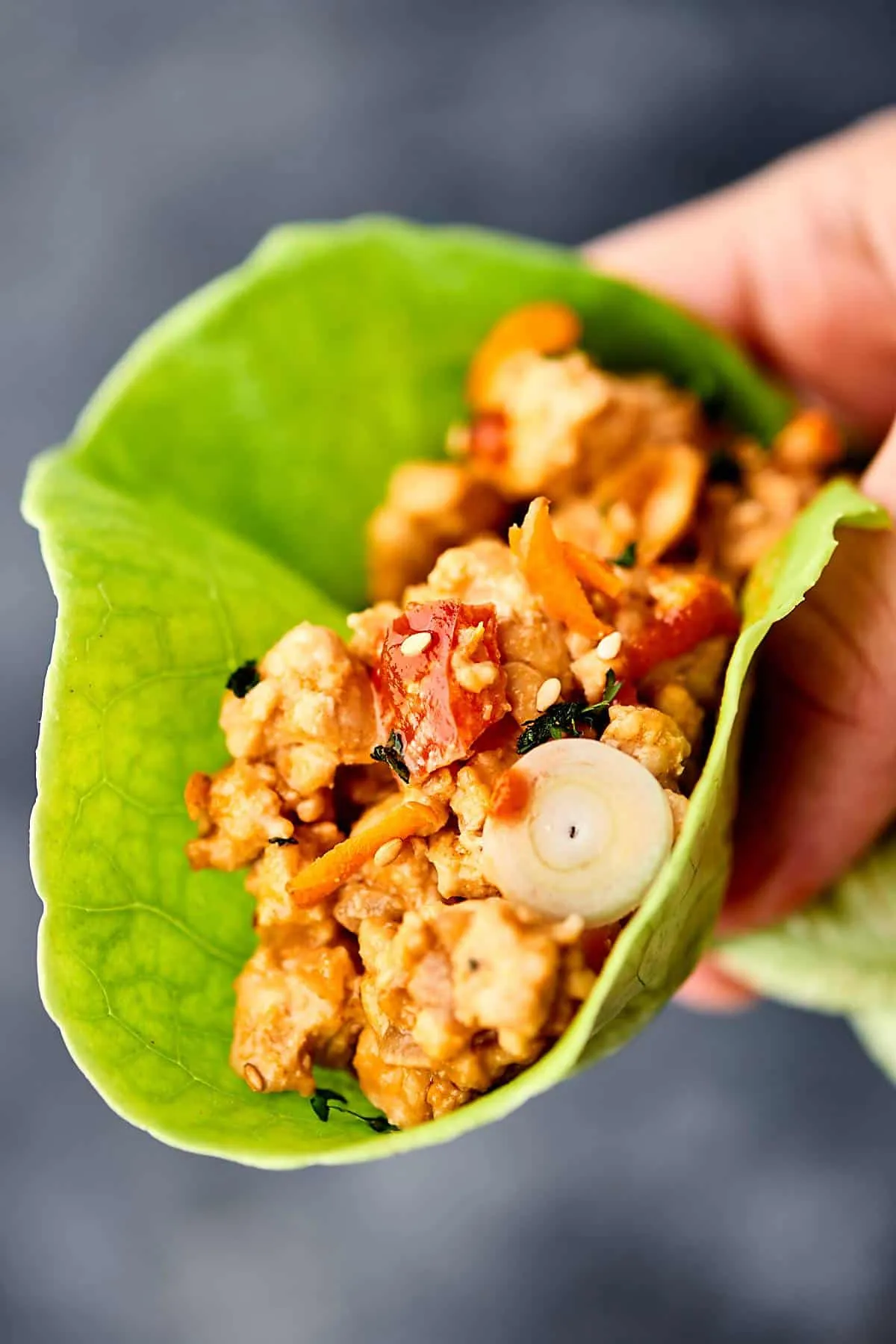 Chicken Lettuce Wraps with Peanut Sauce