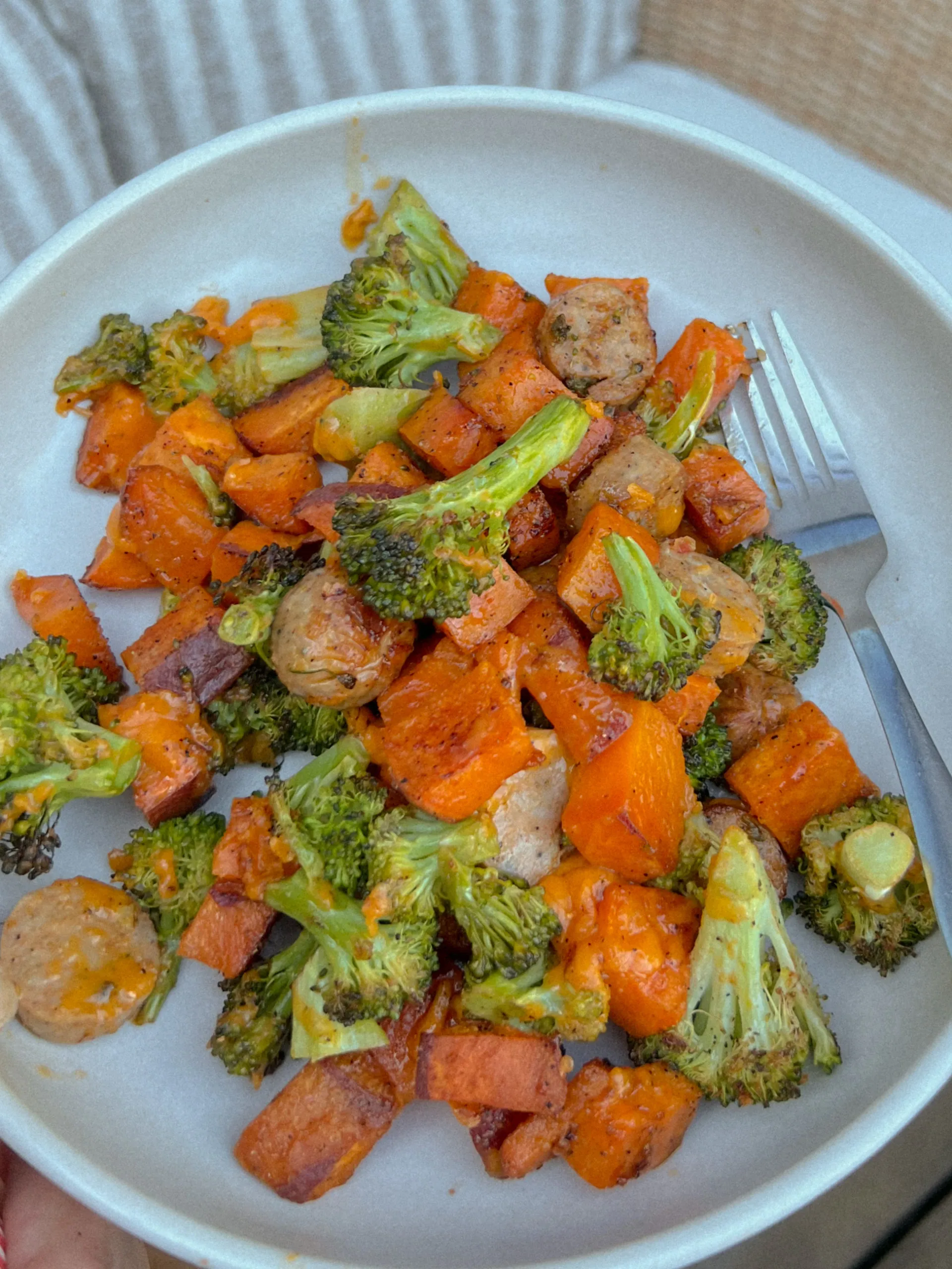 Chicken Sausage Sweet Potato Broccoli Sheet Pan Meal