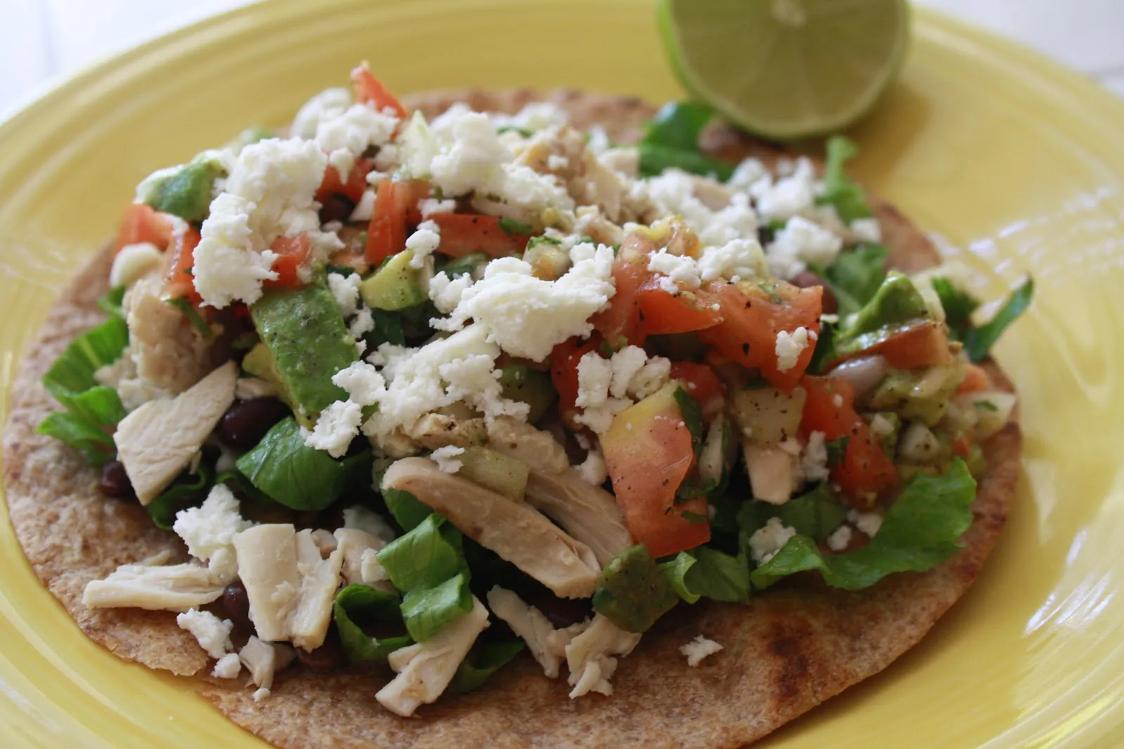 Chicken Tostadas and Avocado Salsa