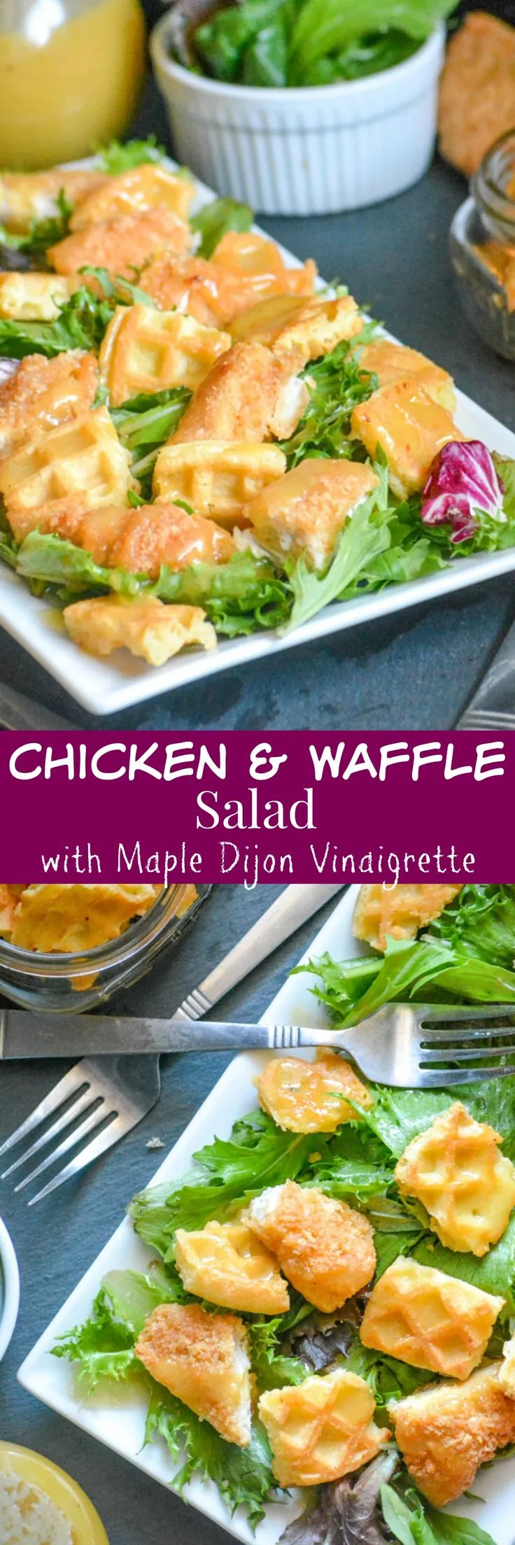 Chicken Waffle Salad with Maple Dijon Vinaigrette