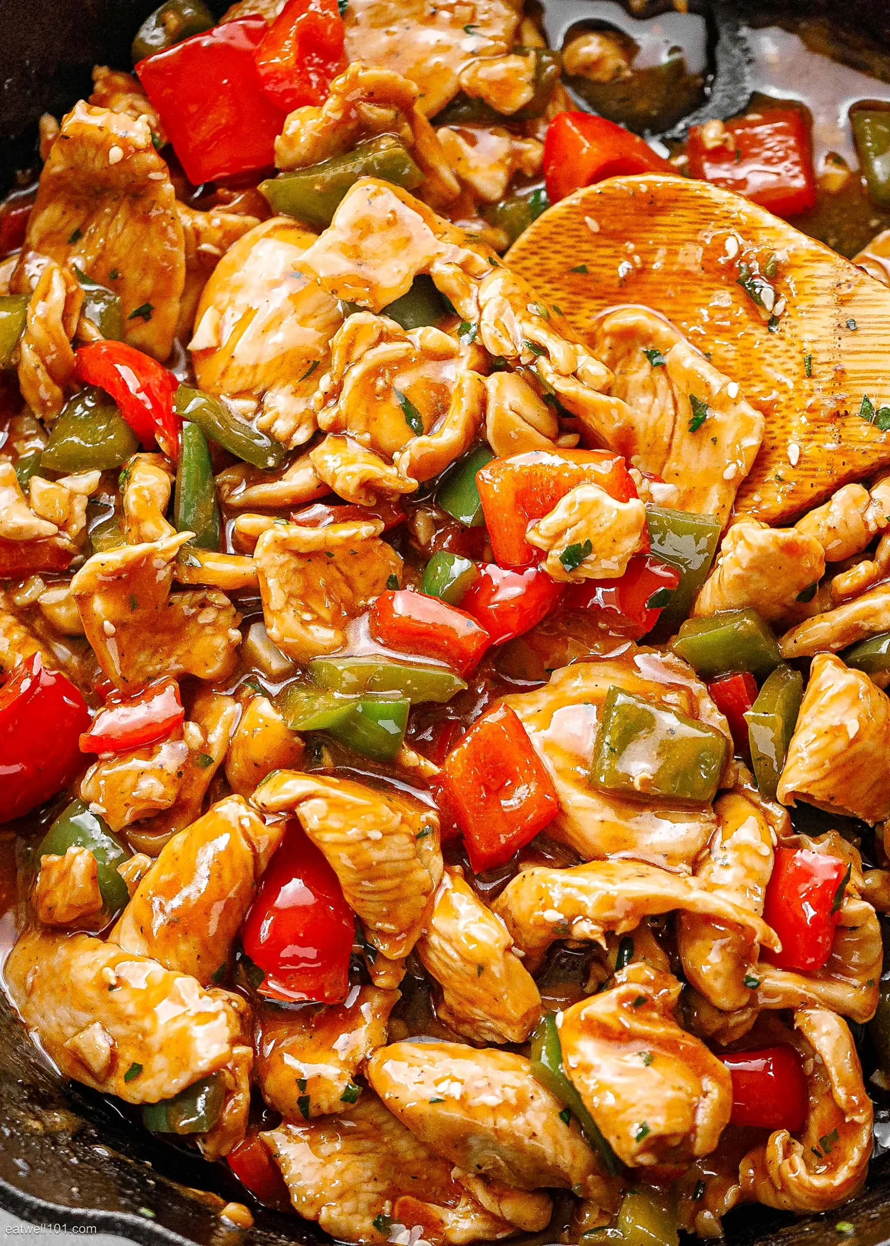 Chicken and Peppers with Vinegar Cilantro Sauce