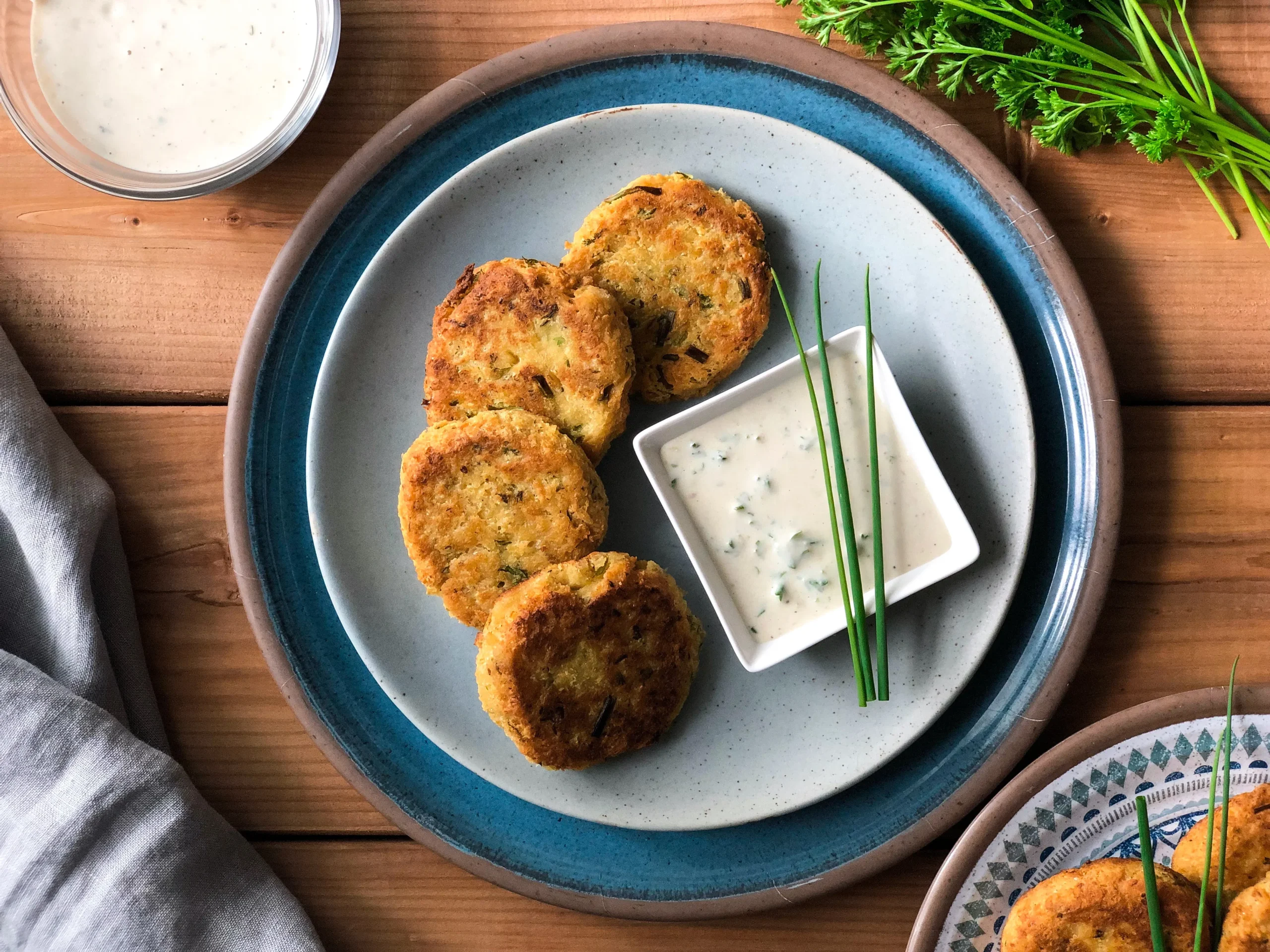 Chickpea Fritters with Lemon Tahini Sauce