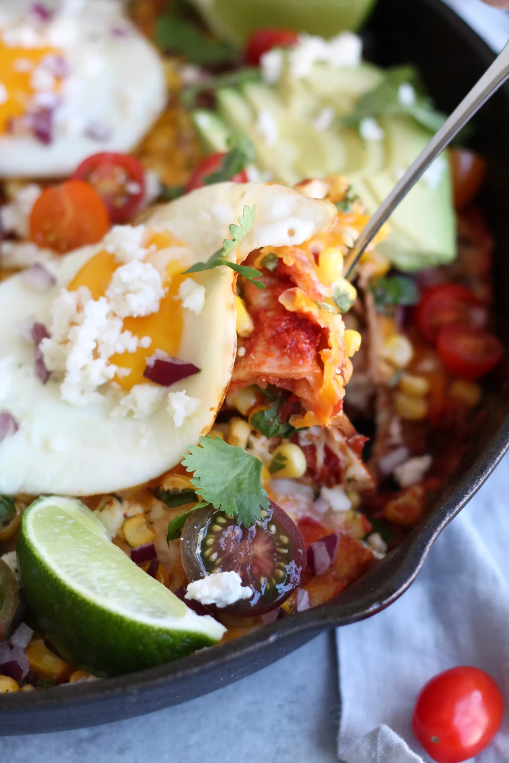 Chilaquiles Crispy Corn Tortillas in Tomato Sauce