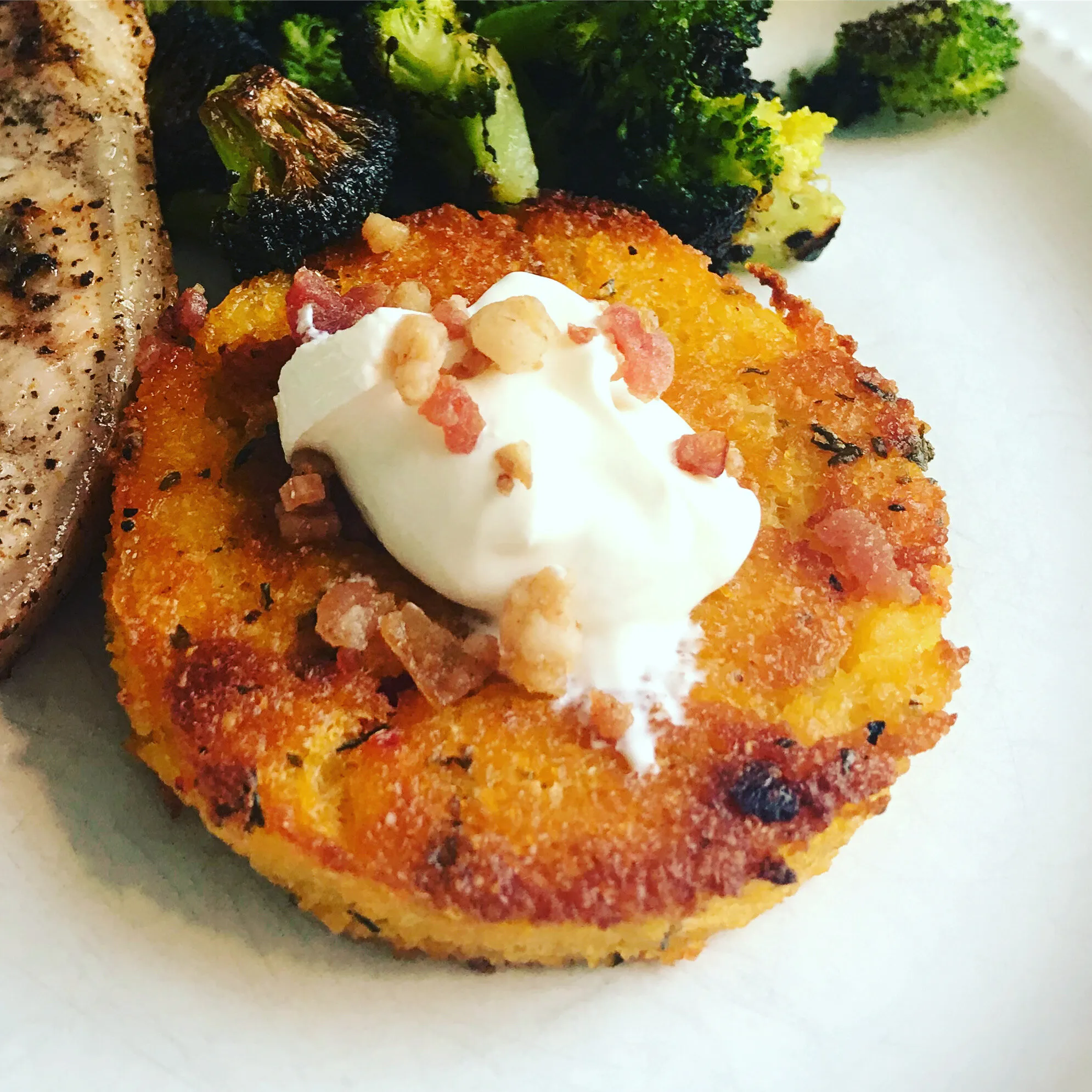 Chili Grit Cakes with Ragu of Peppers and Guacamole
