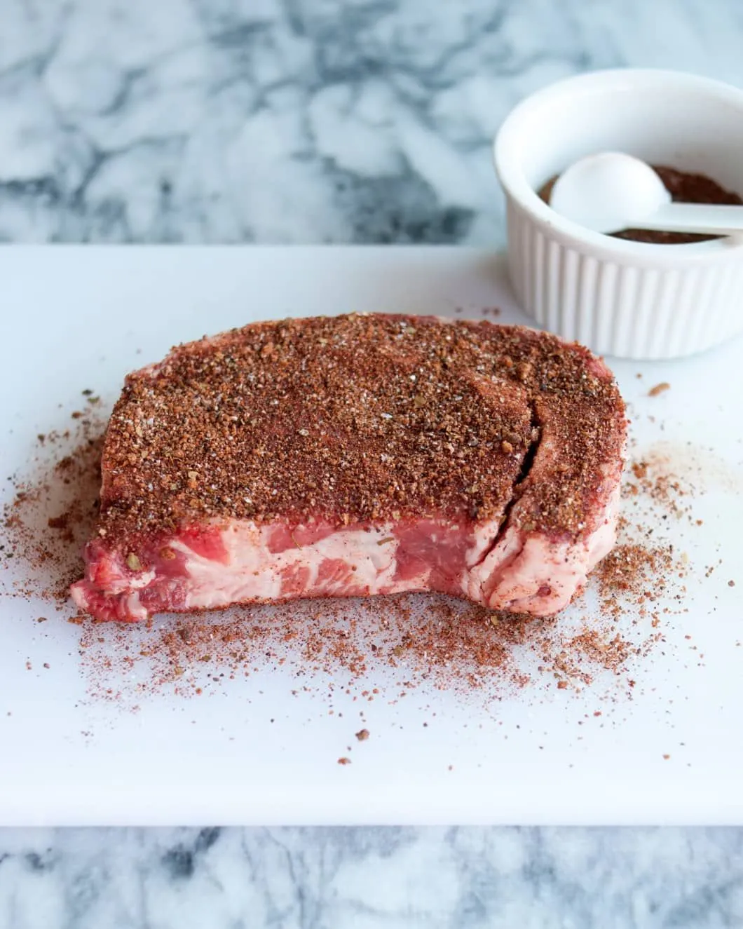 Chili Rubbed Ribeye Steak with Maple Bourbon Butter