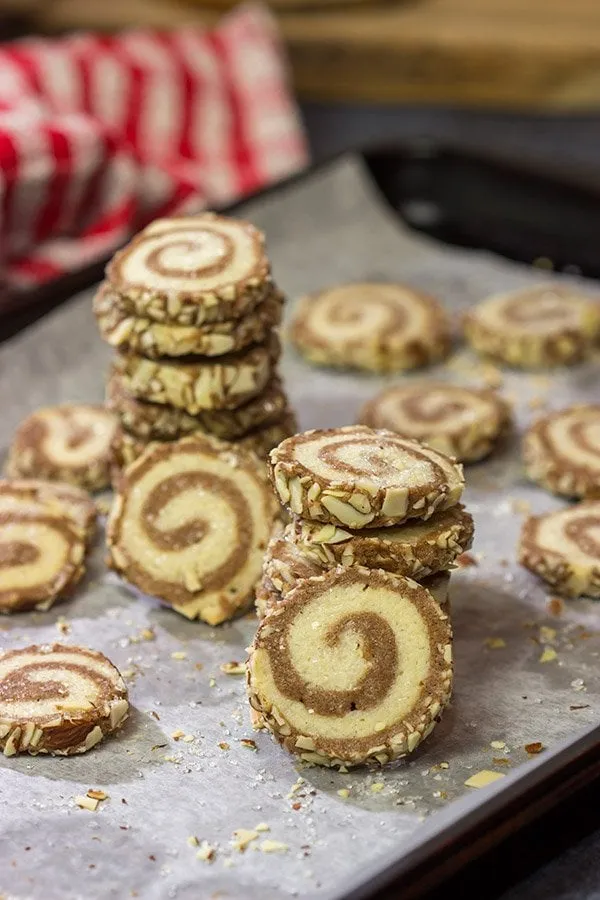 Chocolate Almond Swirl Cookies