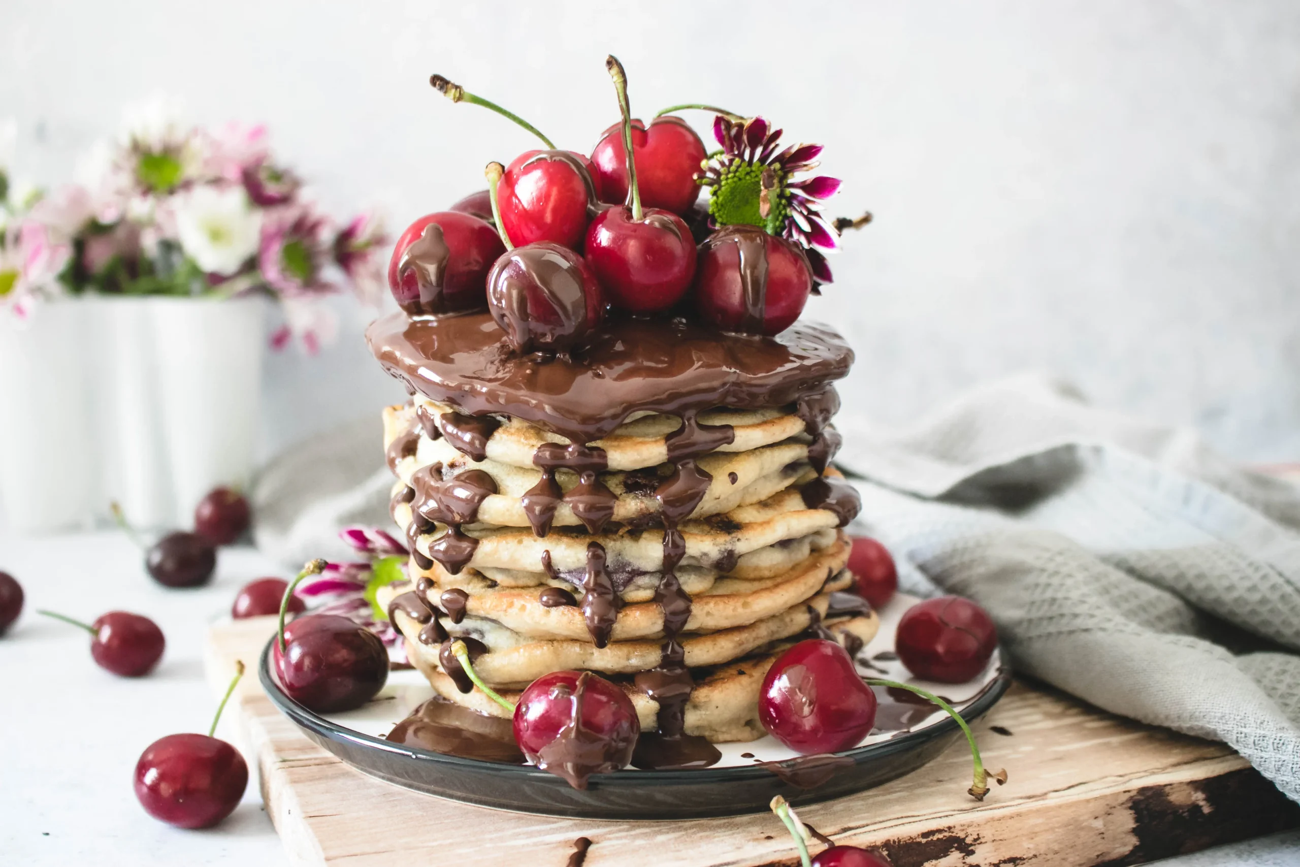 Chocolate Chip Cherry Pancakes