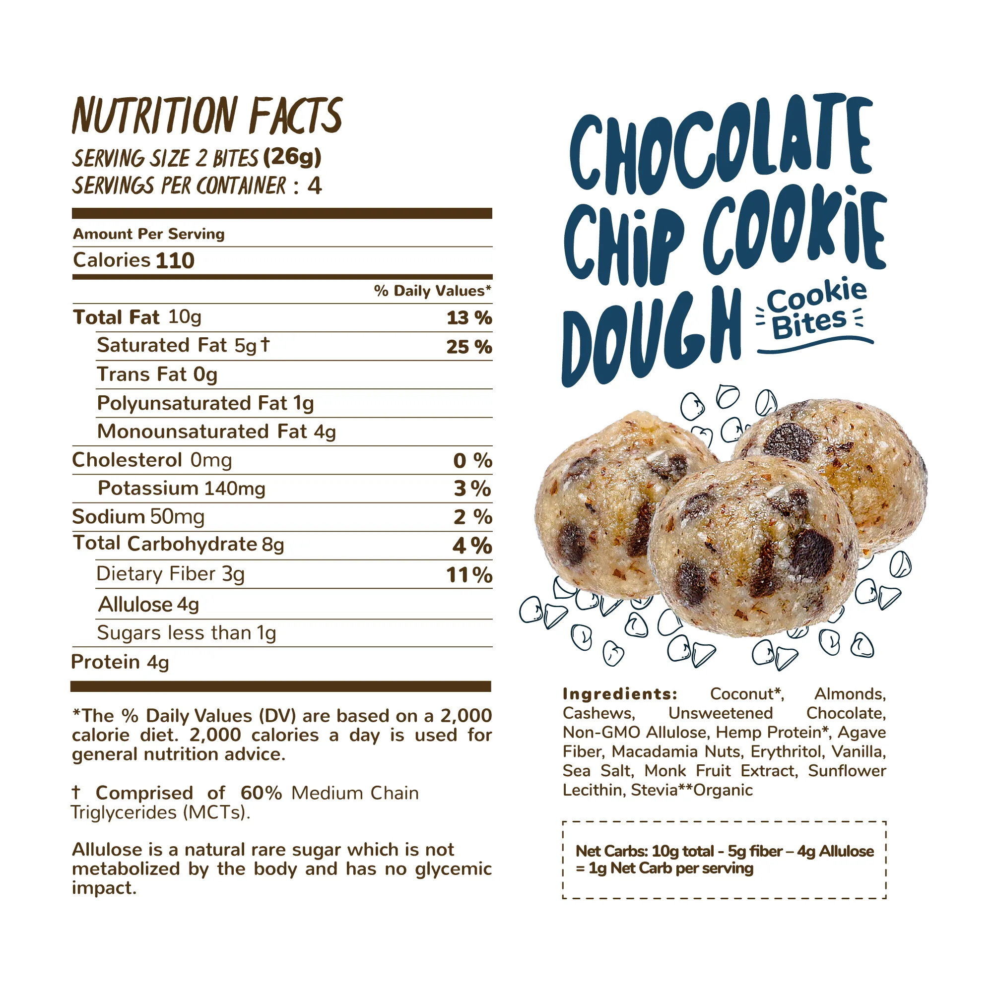 Chocolate Chip Cookie Dough Protein Bites GF DF V PF