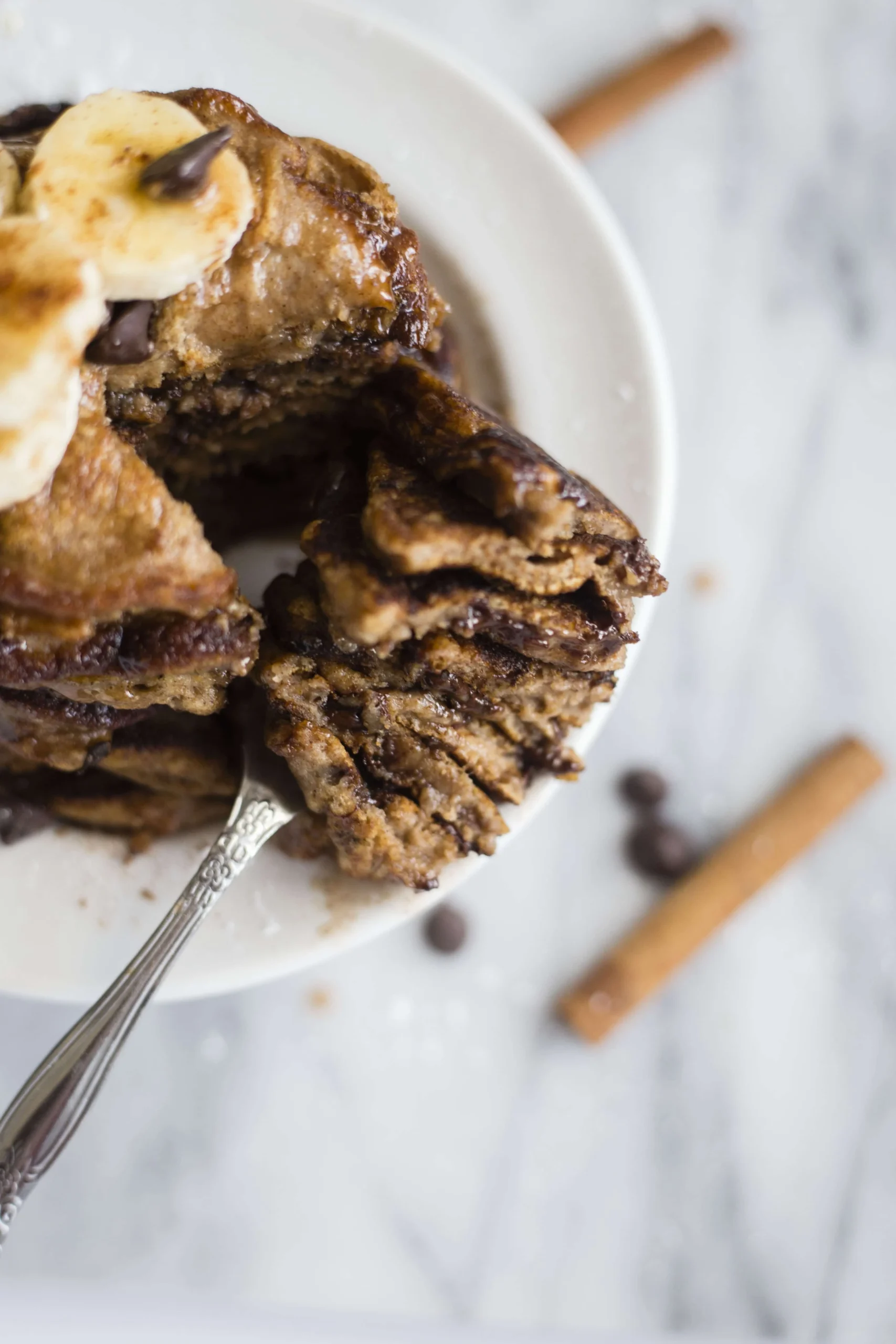 Chocolate Chip Pancakes with Cinnamon Cream