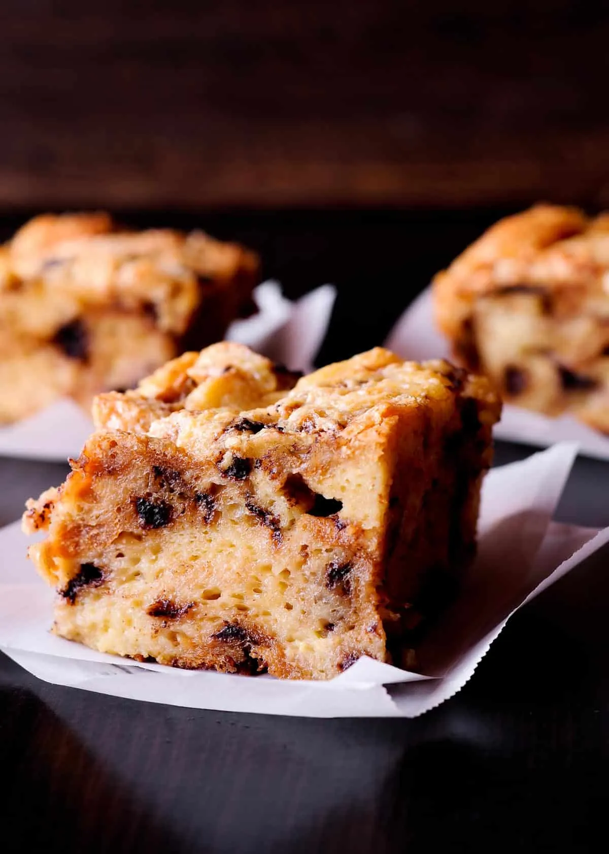 Chocolate Chip Panettone Bread Pudding with Bourbon Butter Sauce