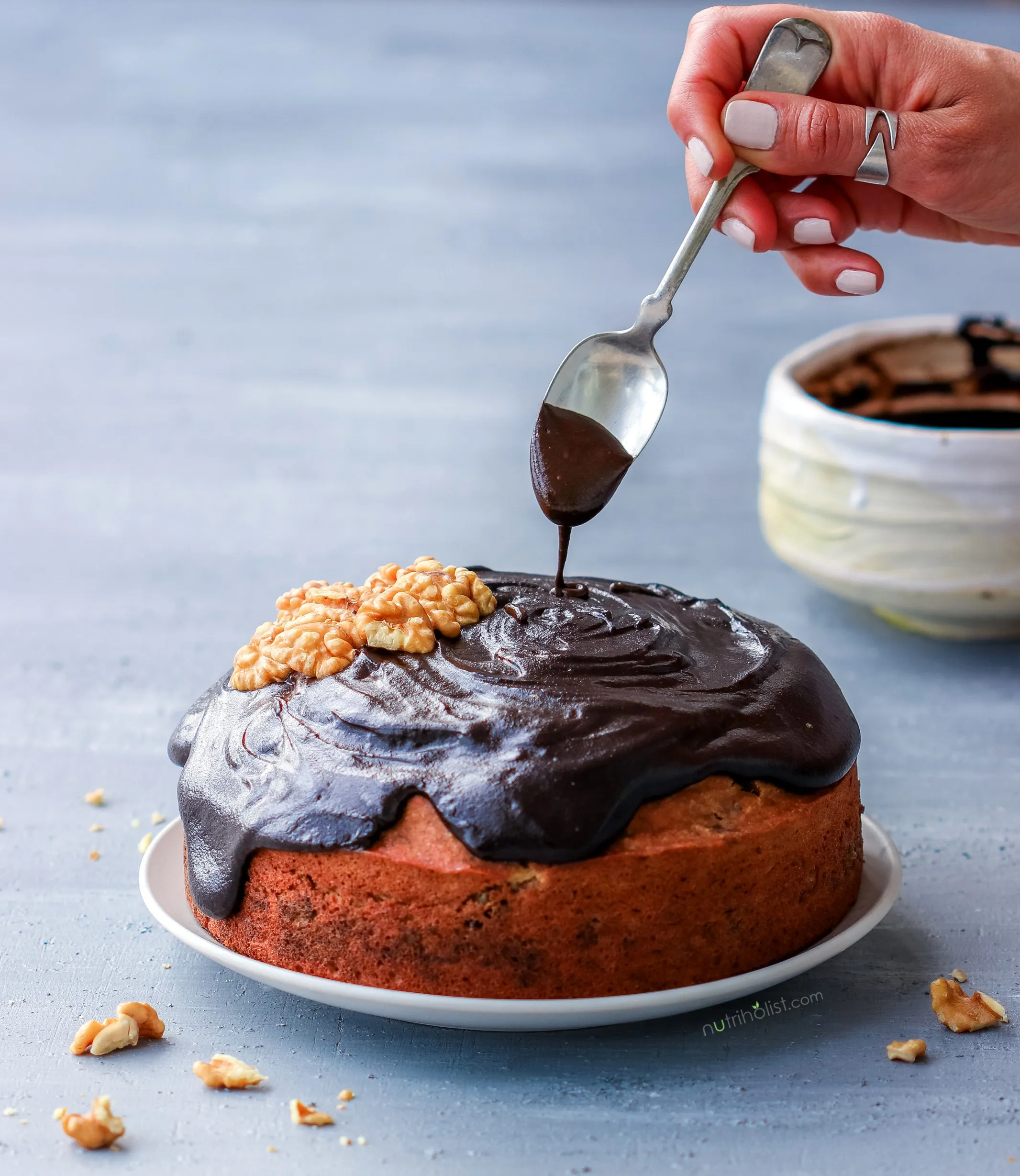 Chocolate Covered Banana Walnut Cakes