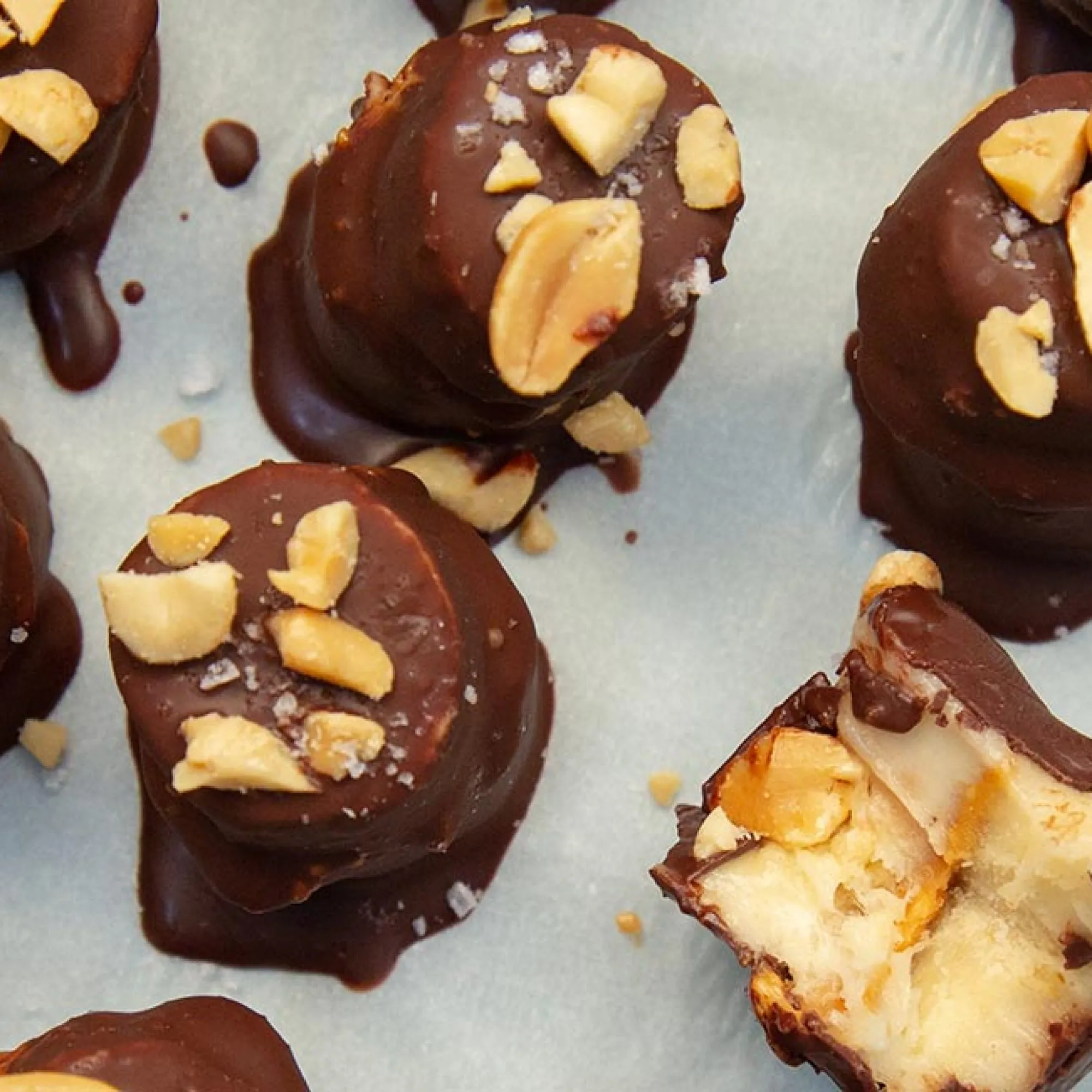 Chocolate Covered Frozen Banana Peanut Butter Bites