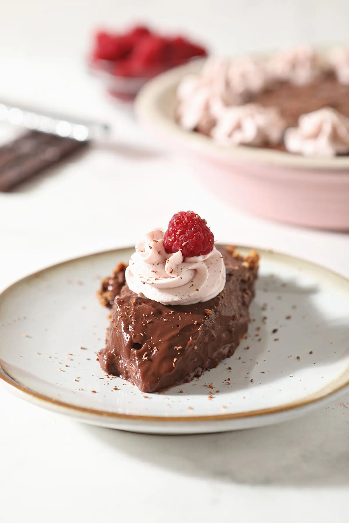 Chocolate Cream Pudding Pie with Graham Cracker Crust
