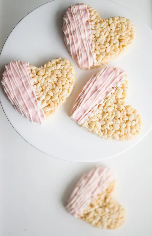 Chocolate Dipped Rice Krispy Hearts