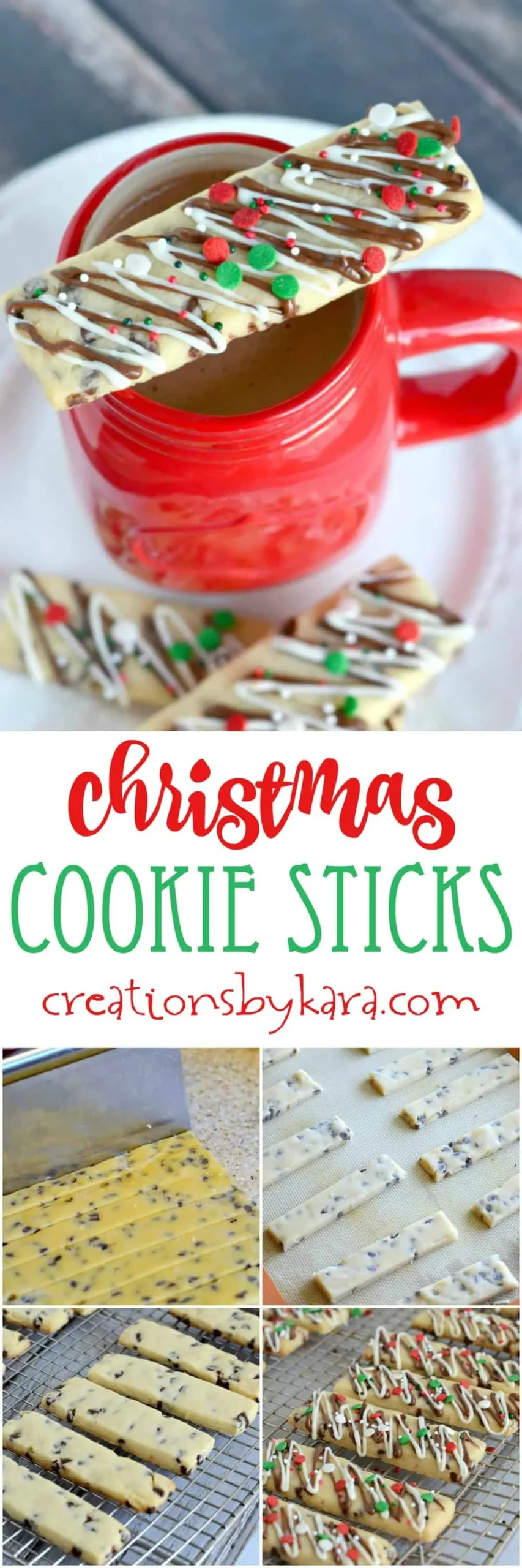 Chocolate Drizzled Christmas Cookie Sticks