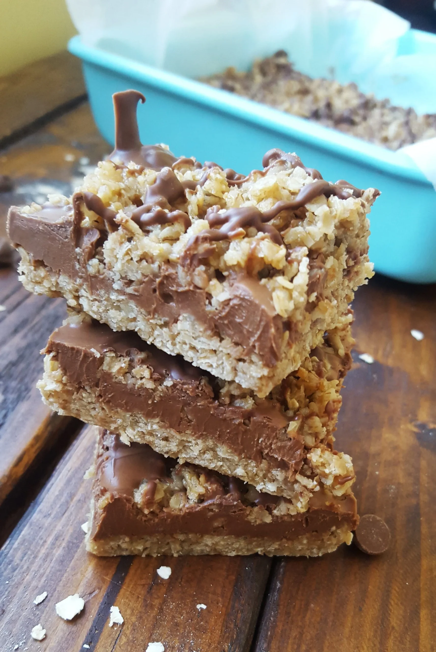 Chocolate Peanut Butter Oatmeal Bars (Healthy)