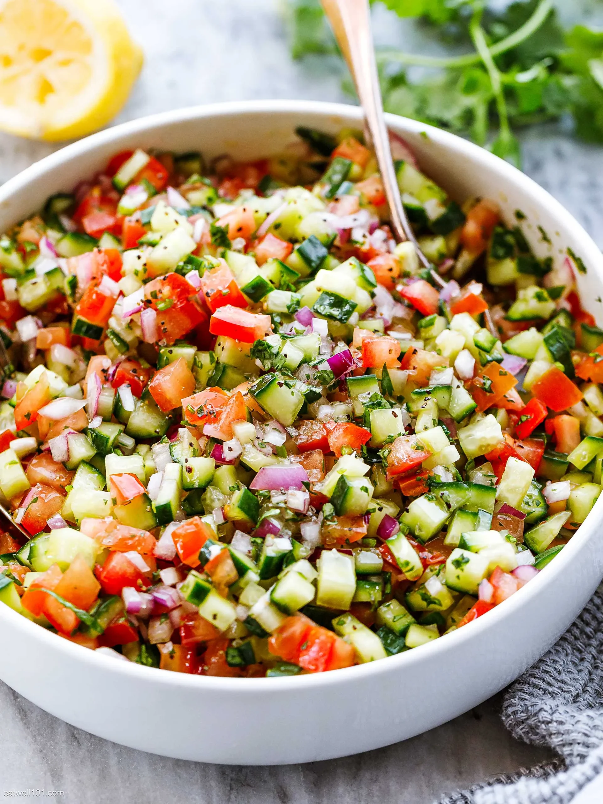 Chopped Mediterranean Cucumber Salad with Tomato