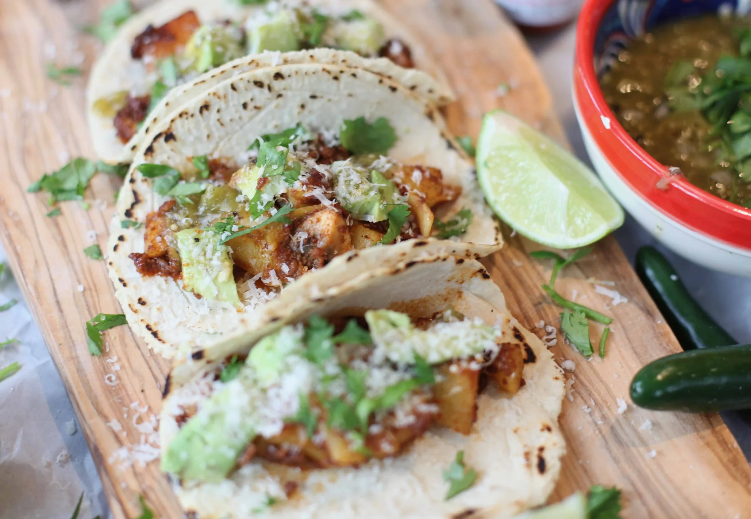 Chorizo Potato and Mushroom Tacos