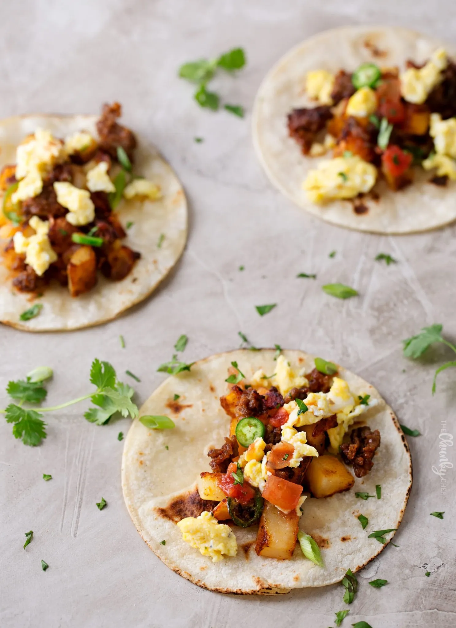 Chorizo and Potato Breakfast Tacos